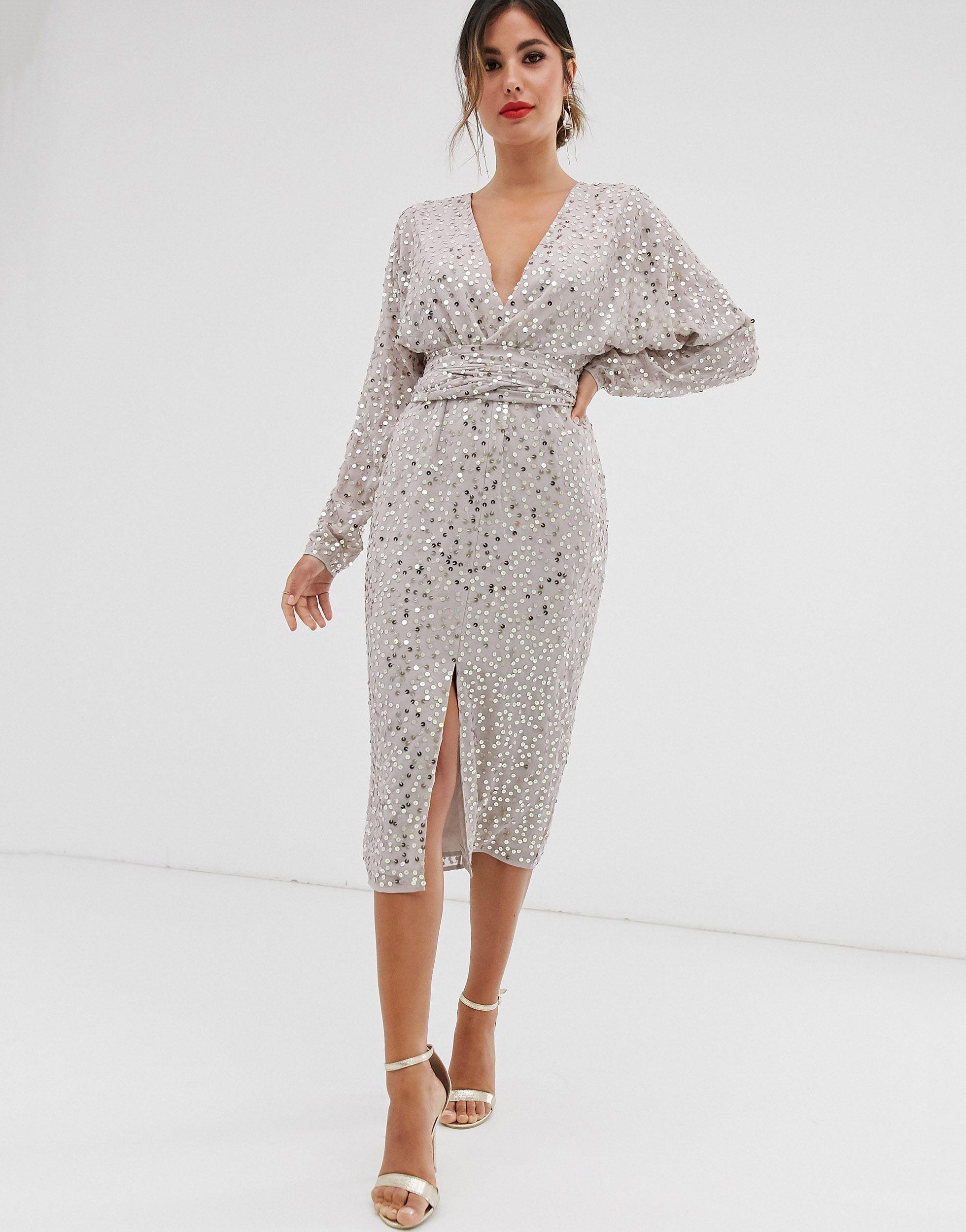 ASOS Synthetic Midi Dress With Batwing ...