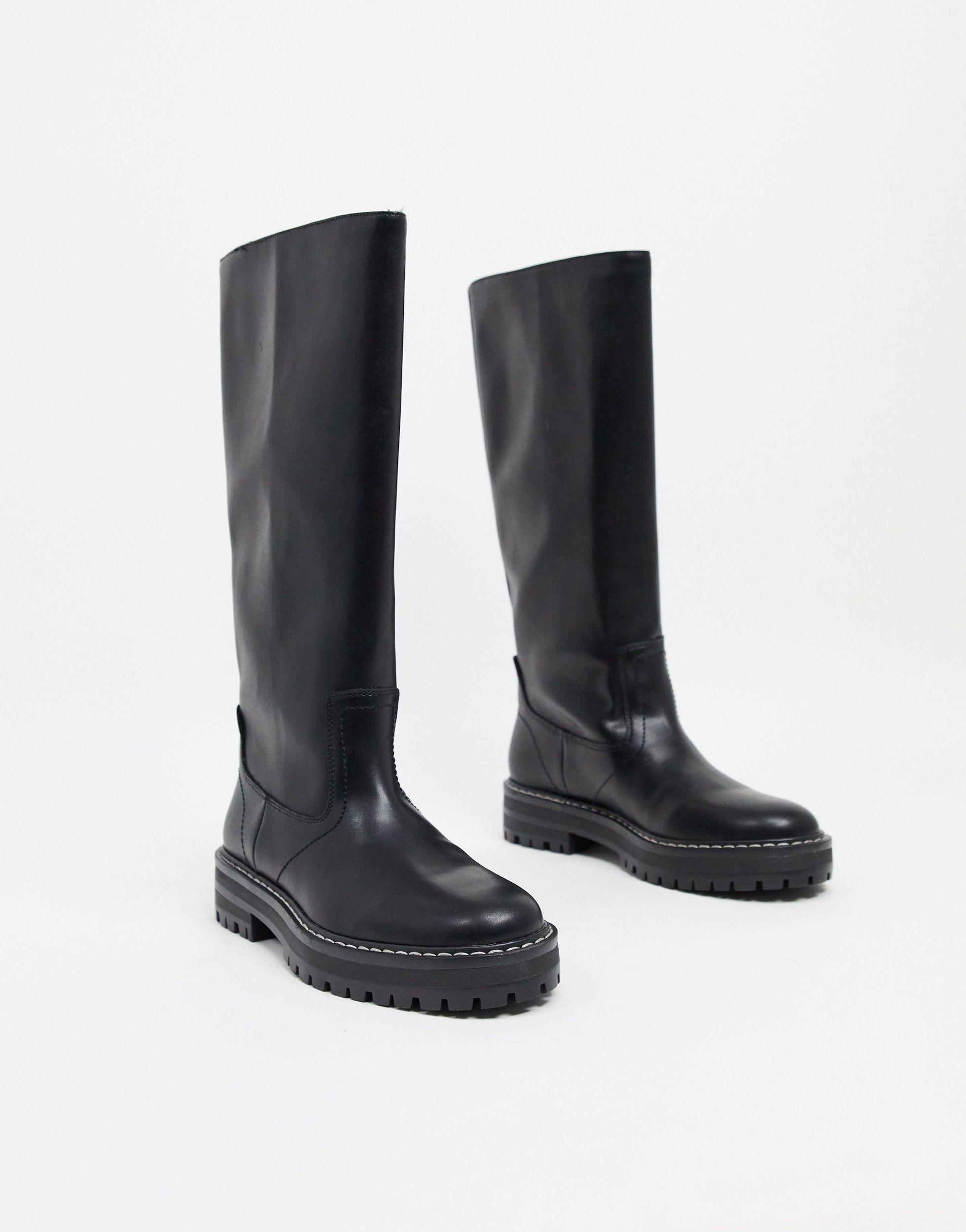 Botas altas negras planas Mango de color Rosa | Lyst