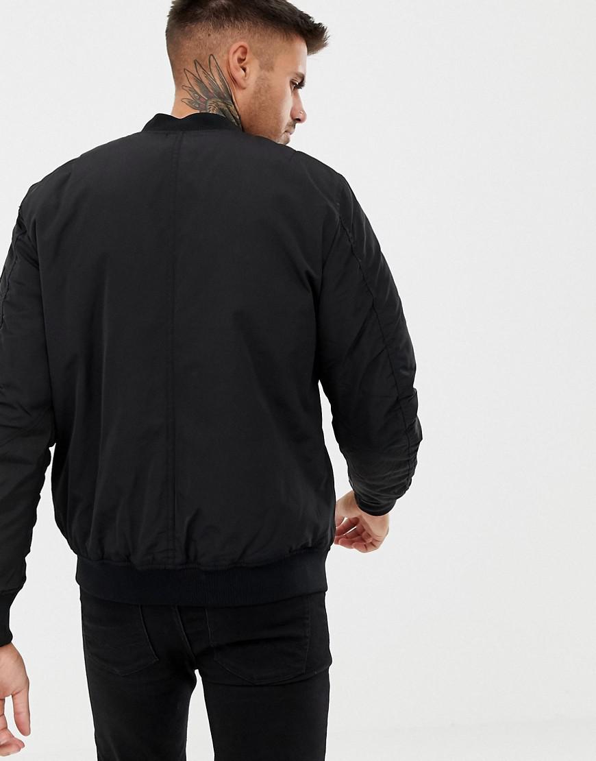 Pull&Bear Padded Ma1 Bomber In Black for Men | Lyst