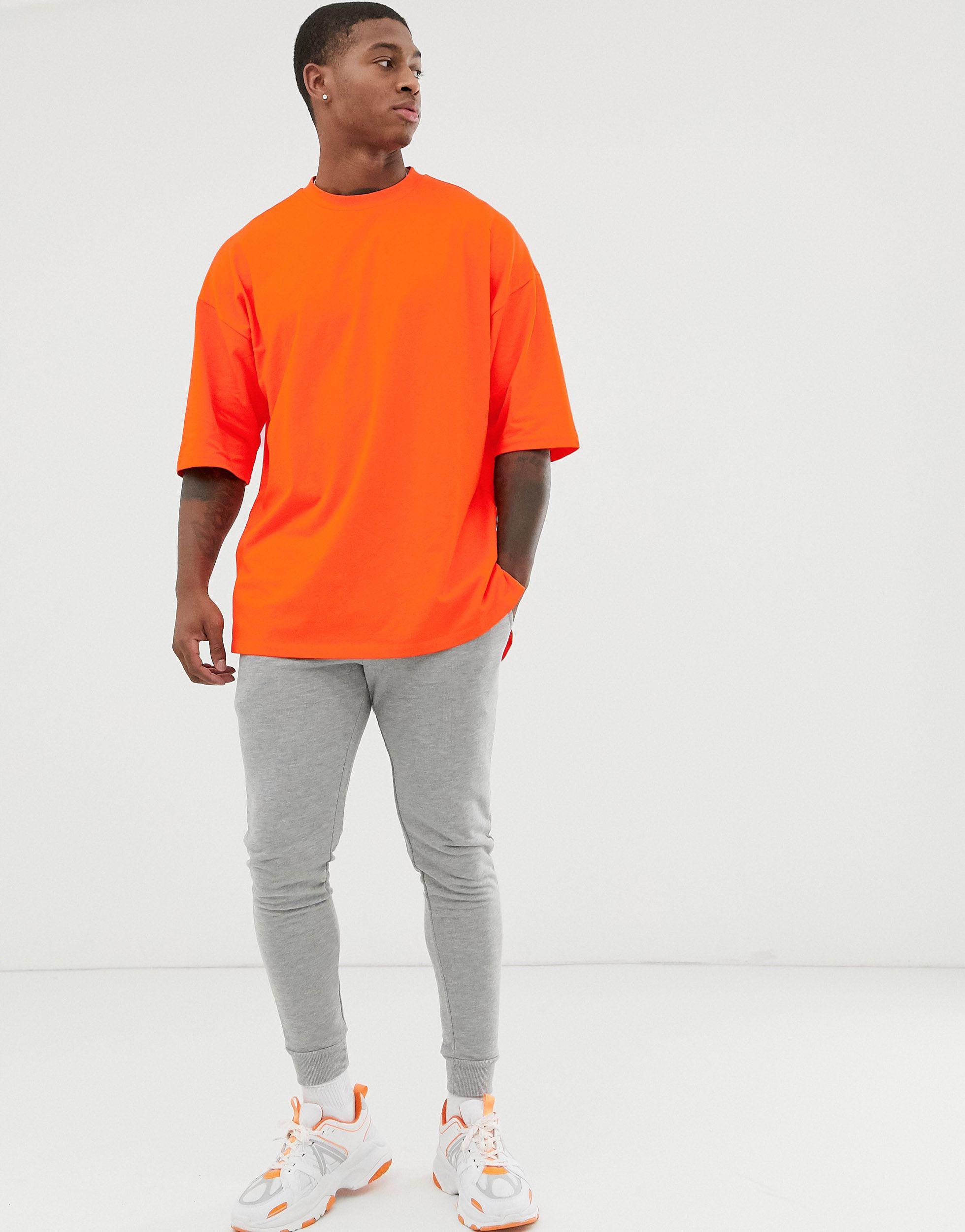 ASOS Cotton Oversized T-shirt With Side Split in Orange for Men | Lyst