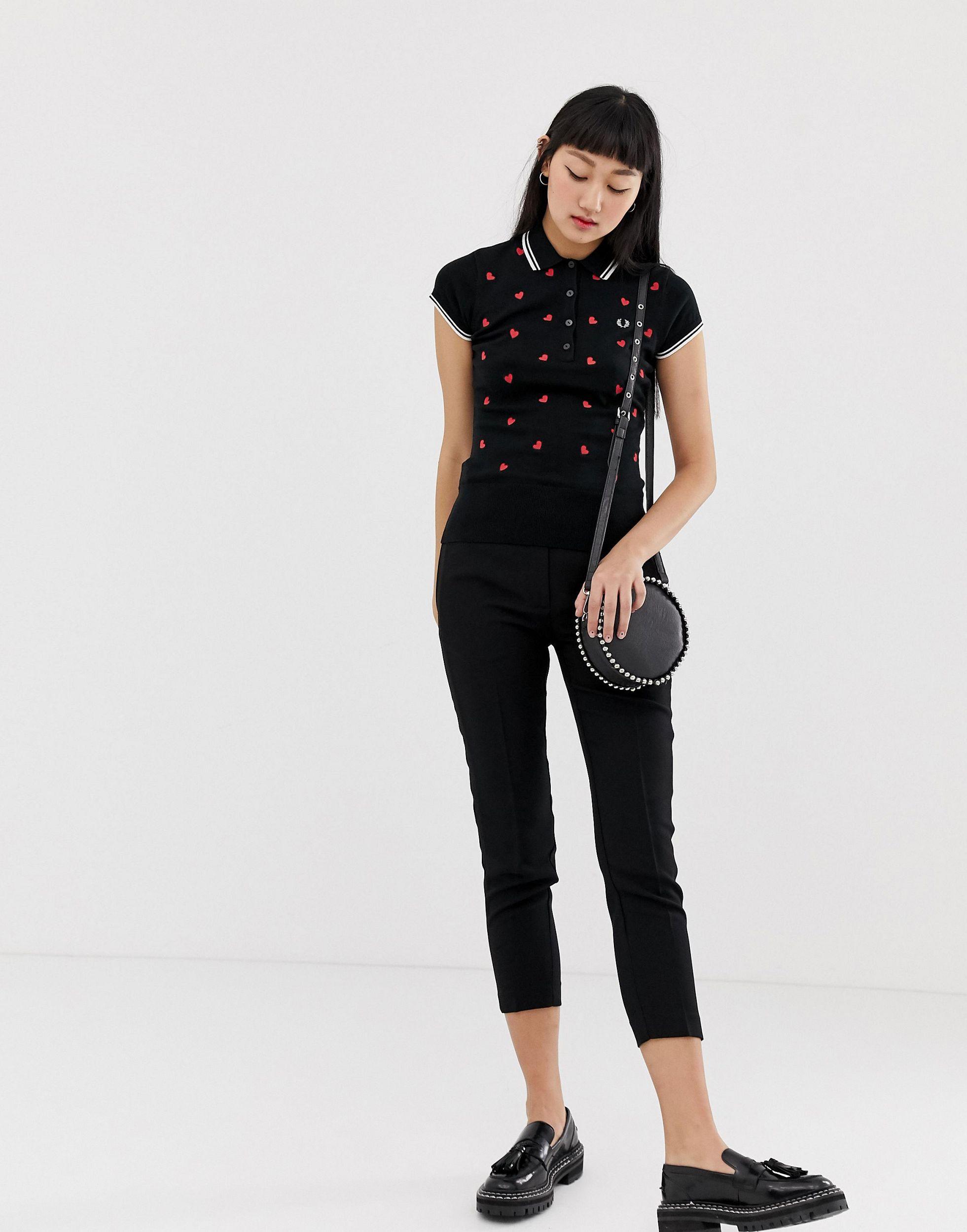 Fred Perry Canvas Amy Winehouse Foundation Heartprint Knitted Polo Shirt in  Black | Lyst