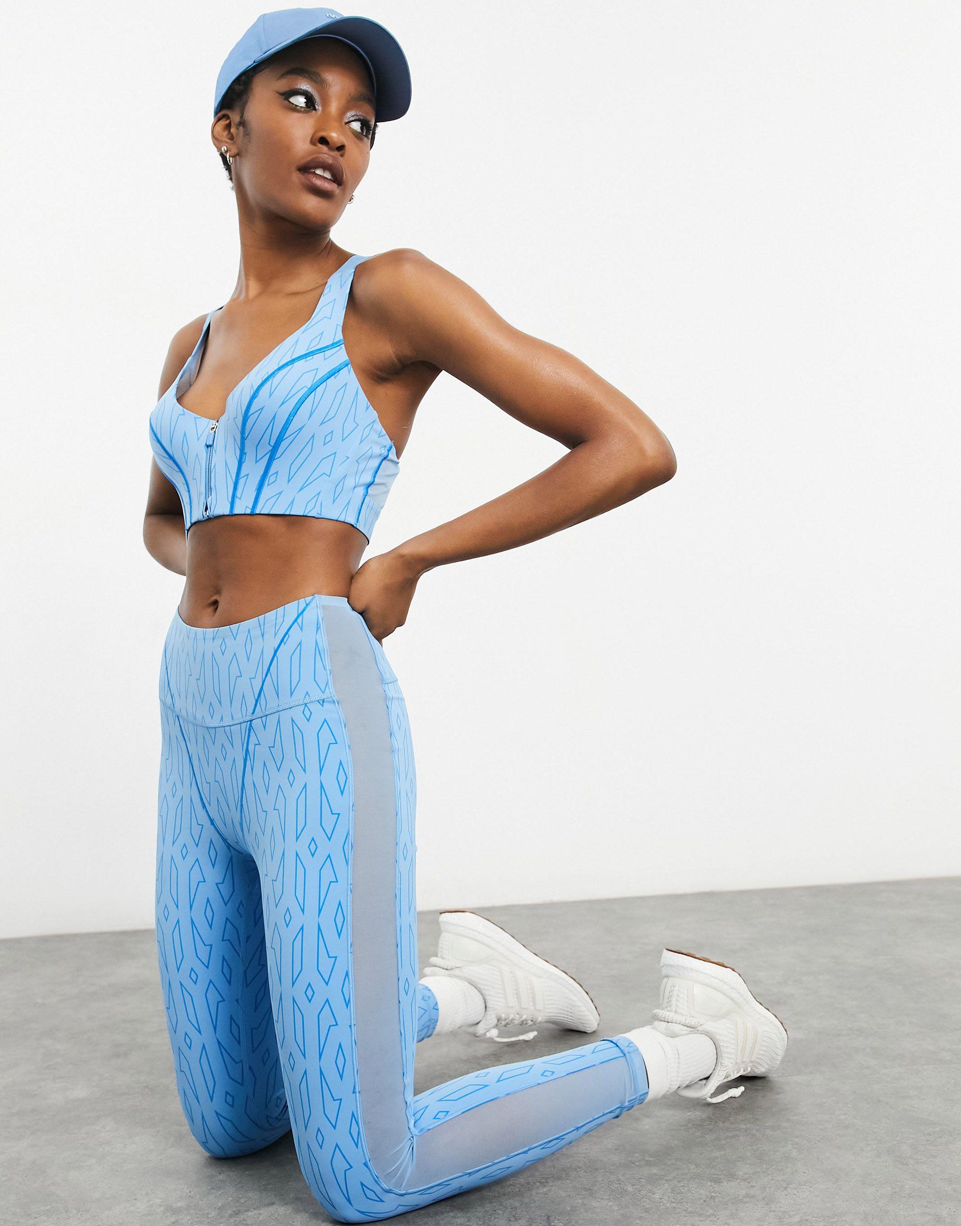 Ivy Park Adidas X Monogram Sheer leggings in Blue