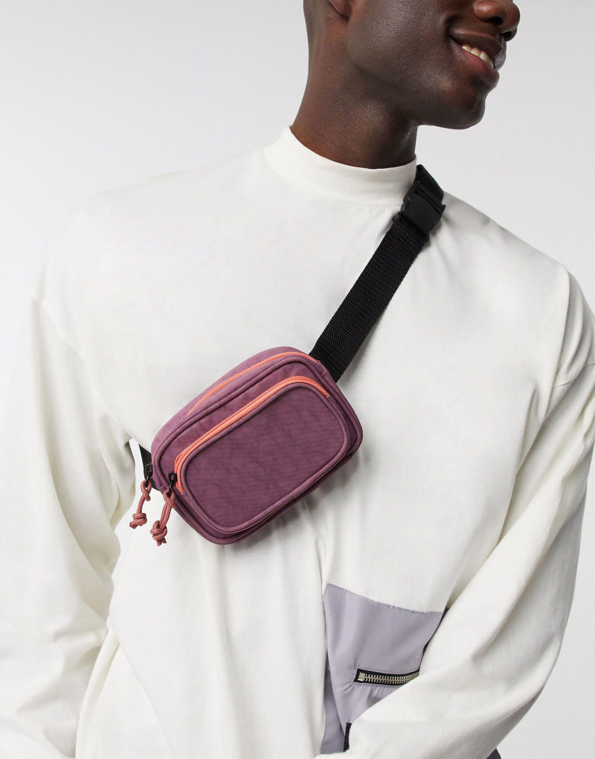 ASOS Mini Cross Body Bum Bag in Purple for Men - Lyst