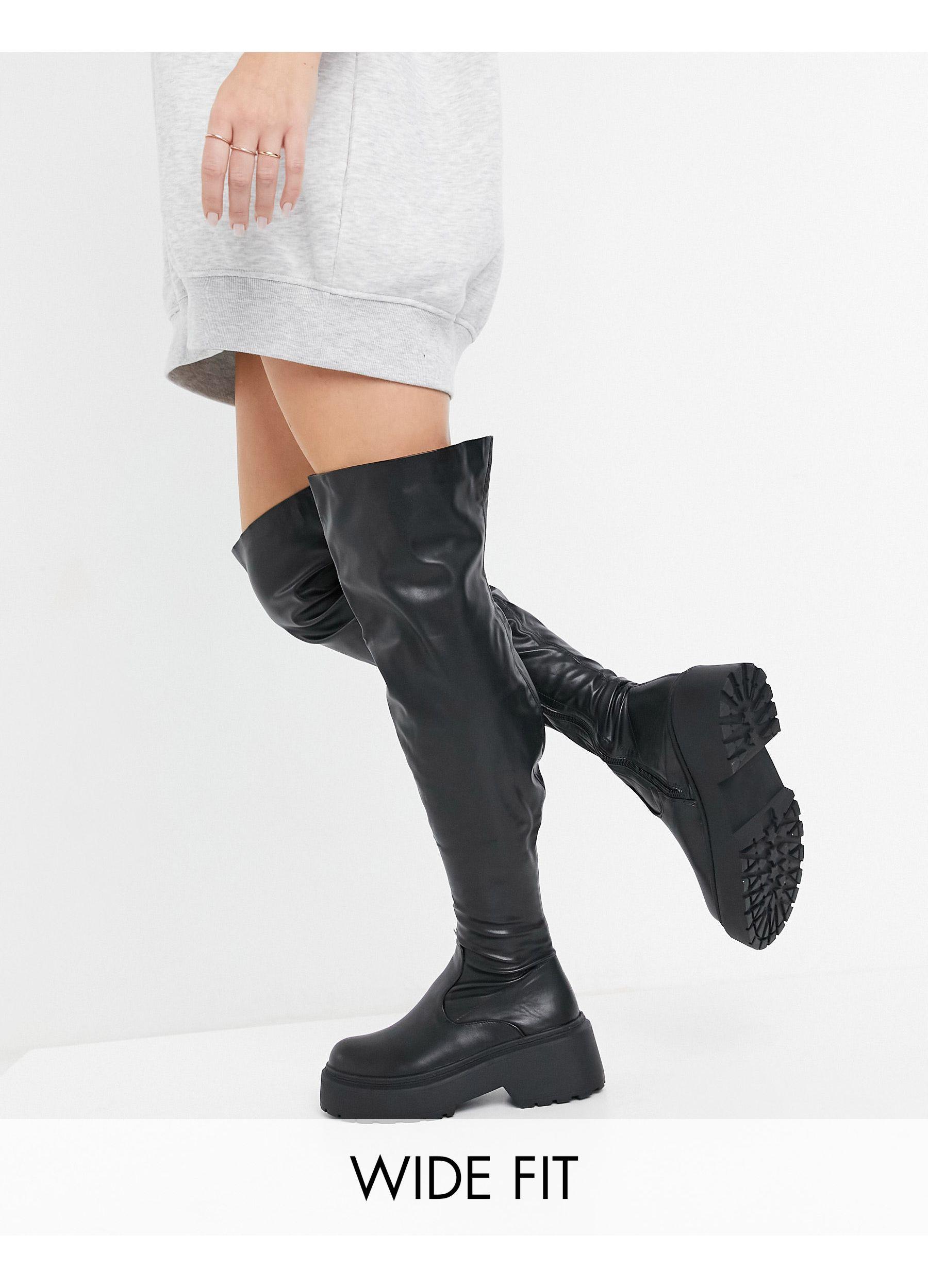 Paislee stivali sopra il ginocchio neri di Raid Wide Fit in Nero