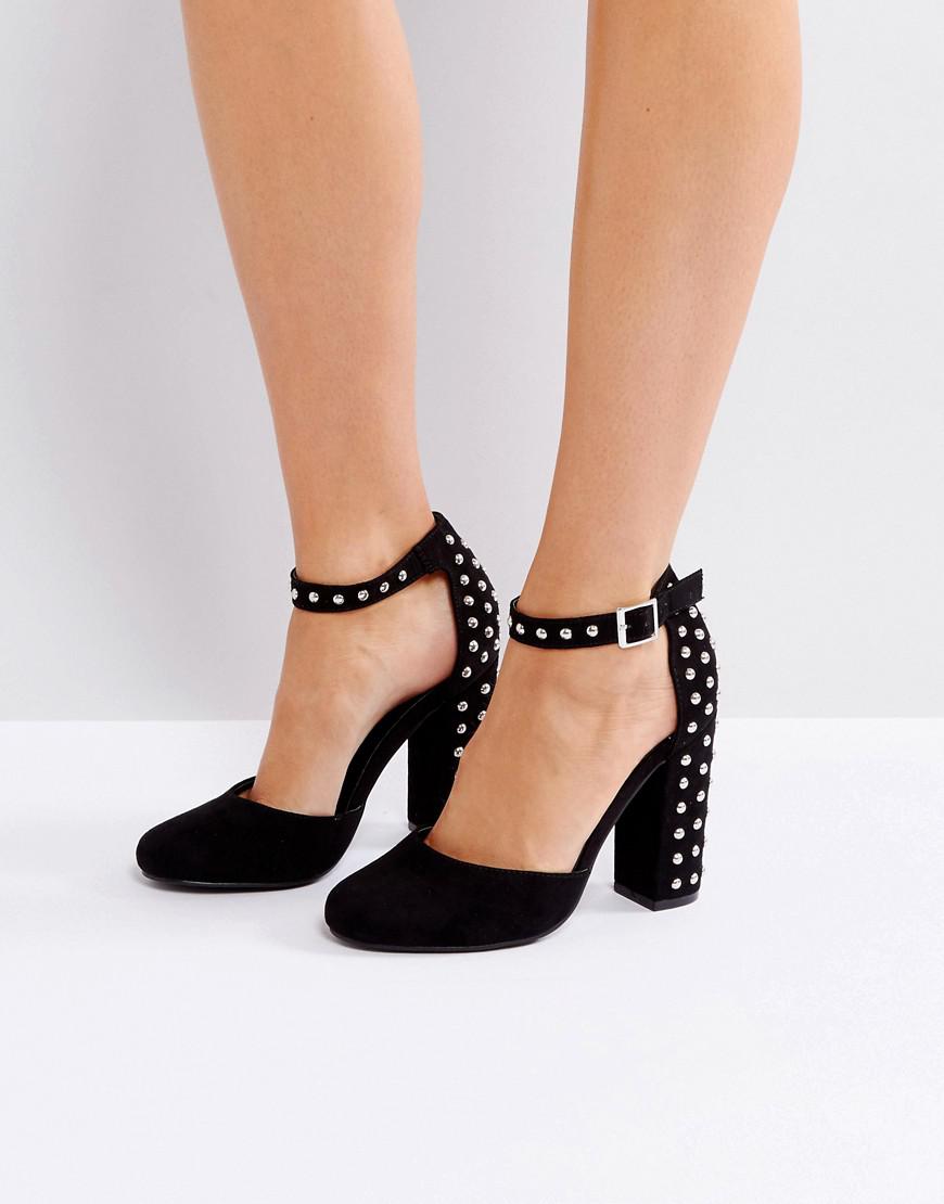 black high heels with silver studs