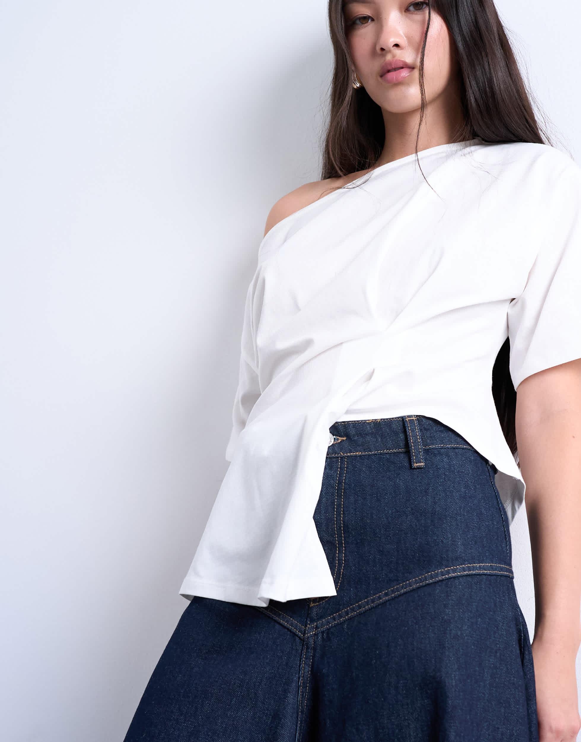 Jupe En Jean Topshop Avec Détails Rayés - Taille 14 - Longueur Mini - Occasion Très Bon état