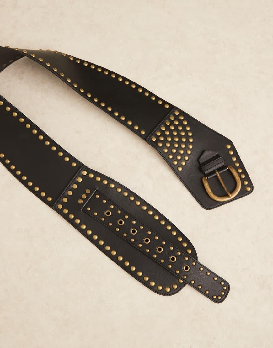 ASOS Low Waist Wide Belt With Stud in Brown Lyst UK