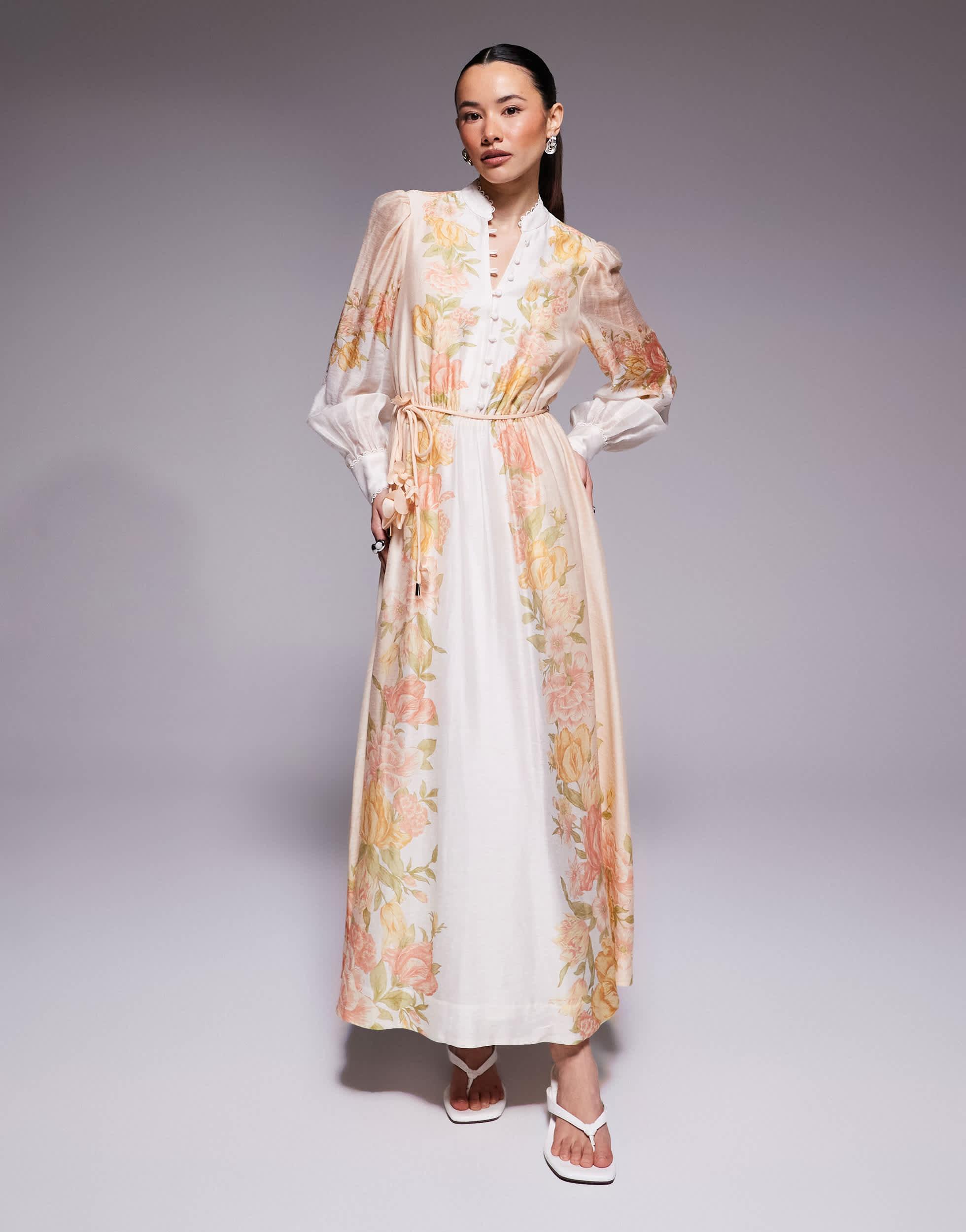 forever new orange floral dress Forever New Cowl Neck Floral Midi Dress In Coral-Orange for Women
