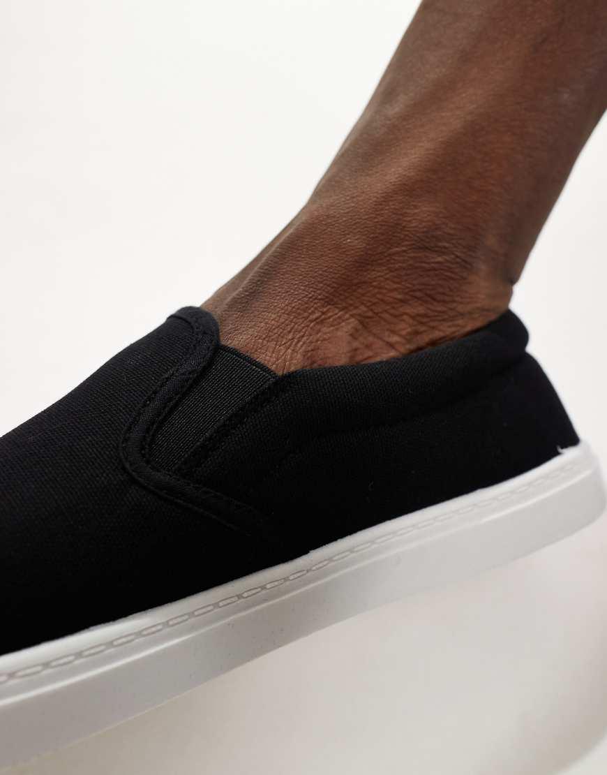 Truffle Collection Canvas Slip on Sneakers in Black for Men Lyst UK