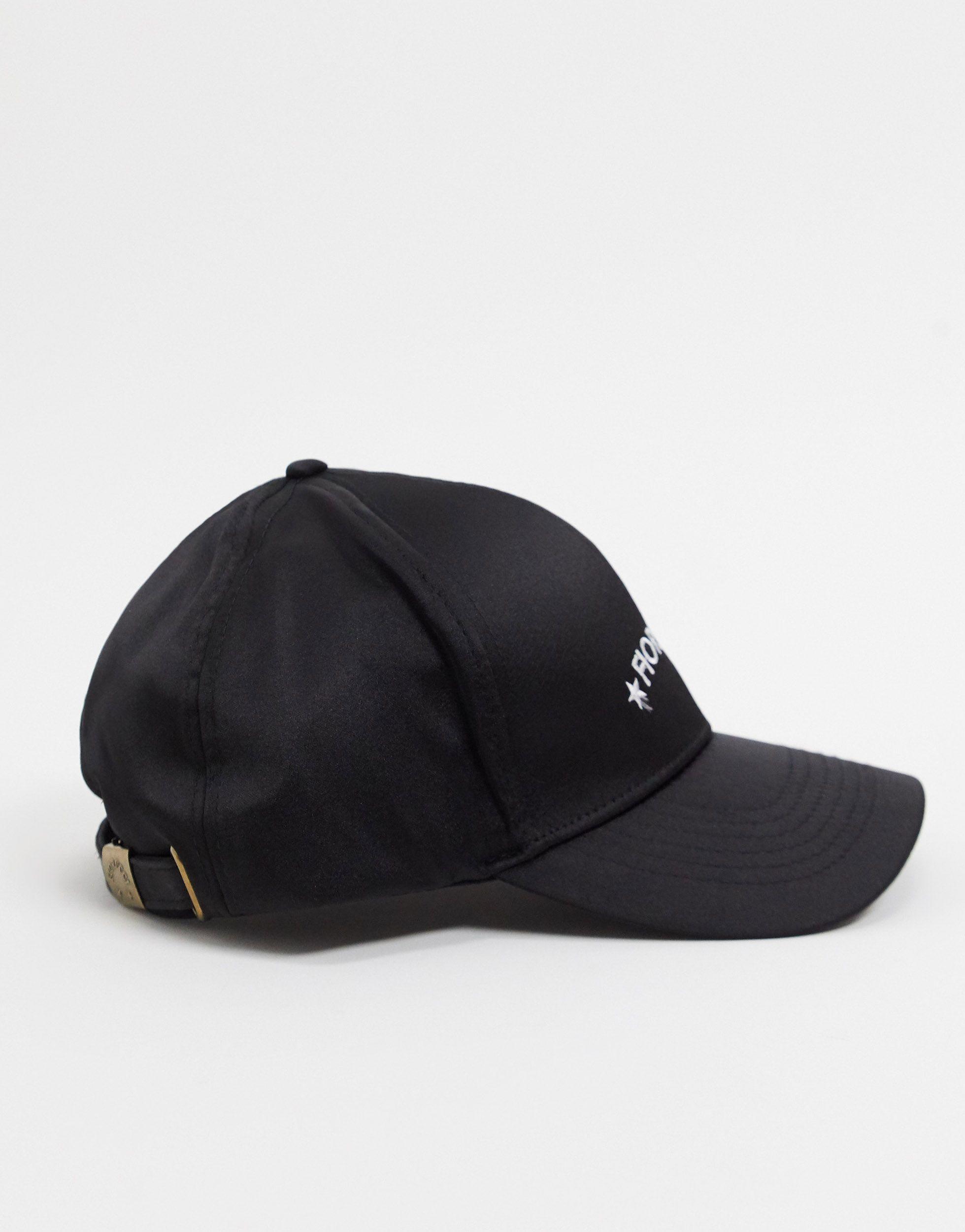 Fiorucci Satin Cap With Embroidered Logo in Black - Lyst