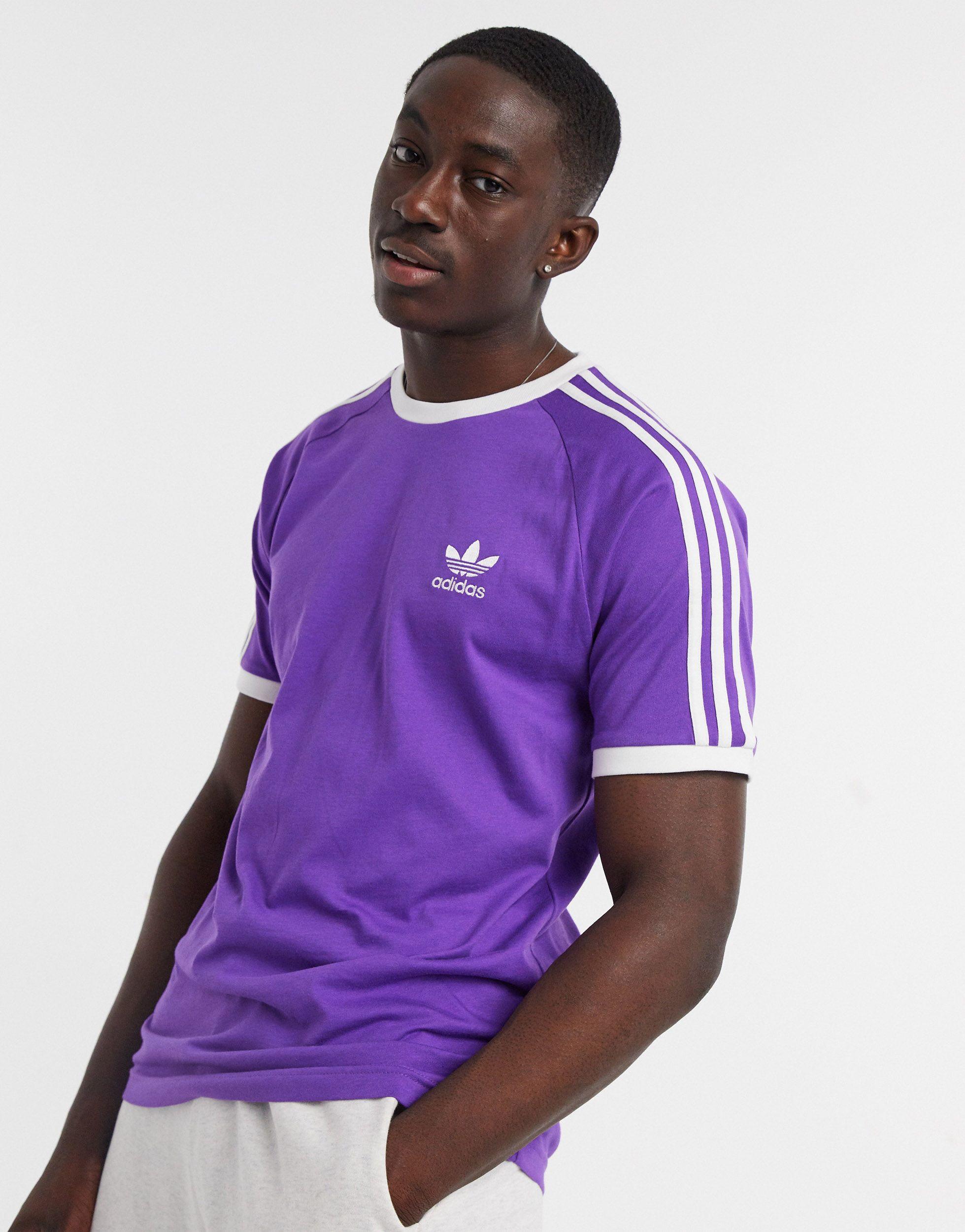 adidas Originals Adicolor Three Stripe T-shirt in Purple for Men | Lyst UK