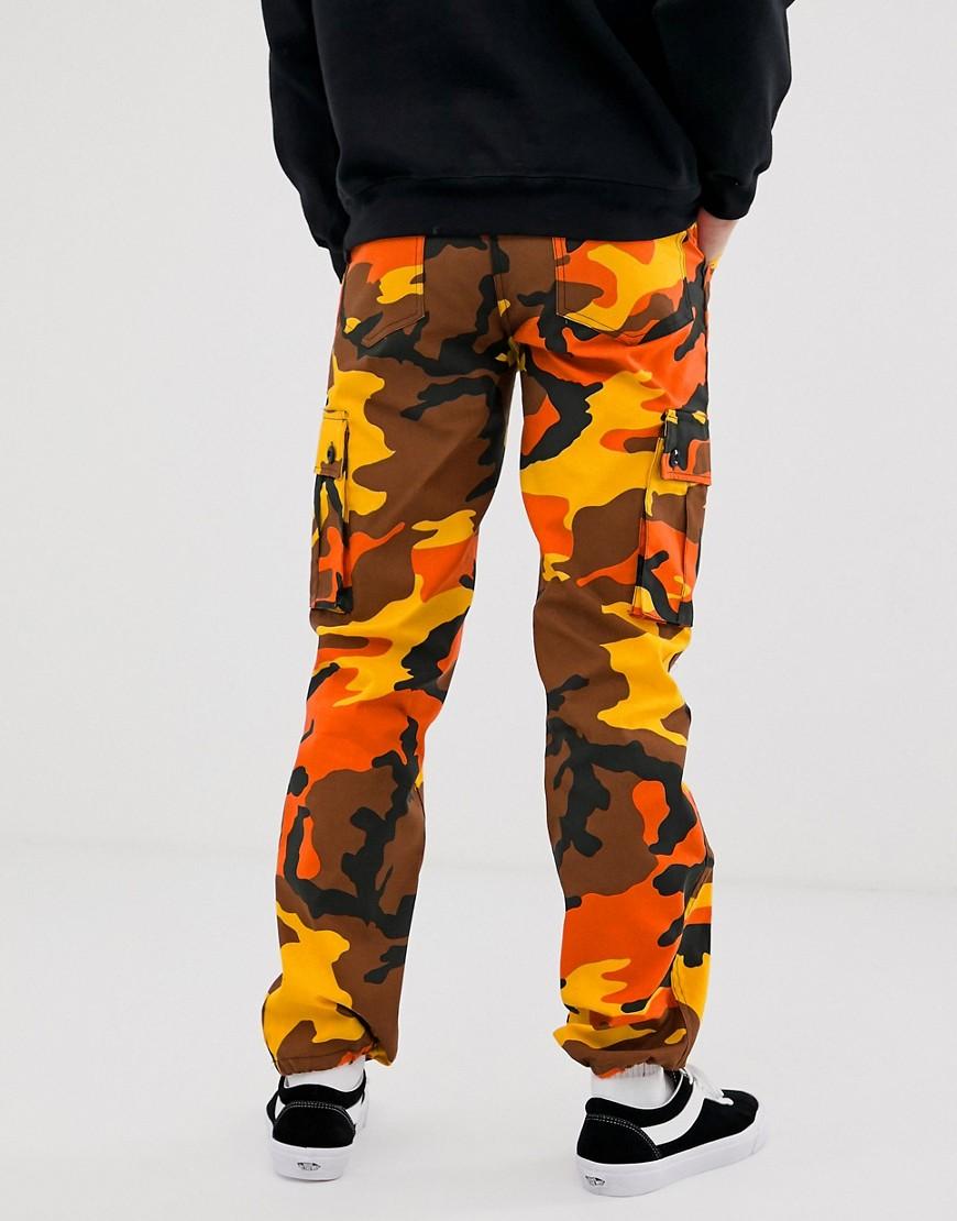 orange camo cargo trousers