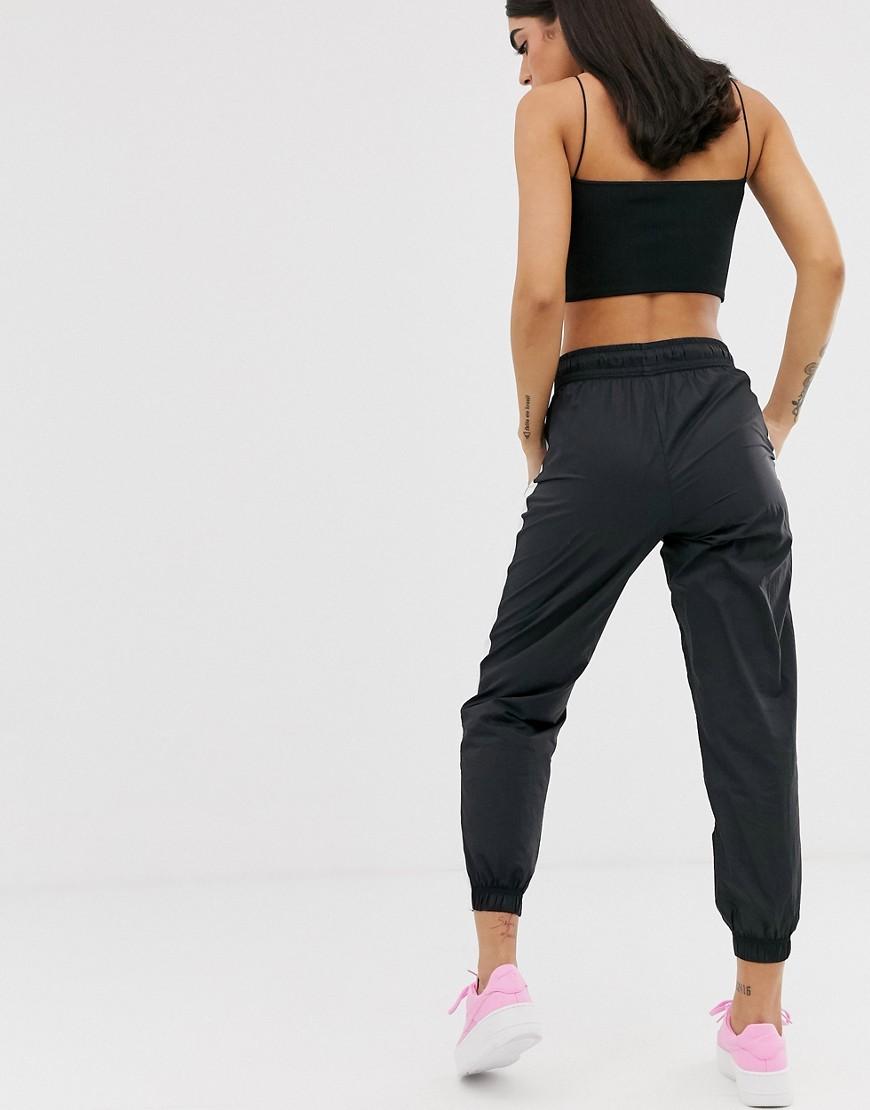 Black Woven High Waisted joggers 