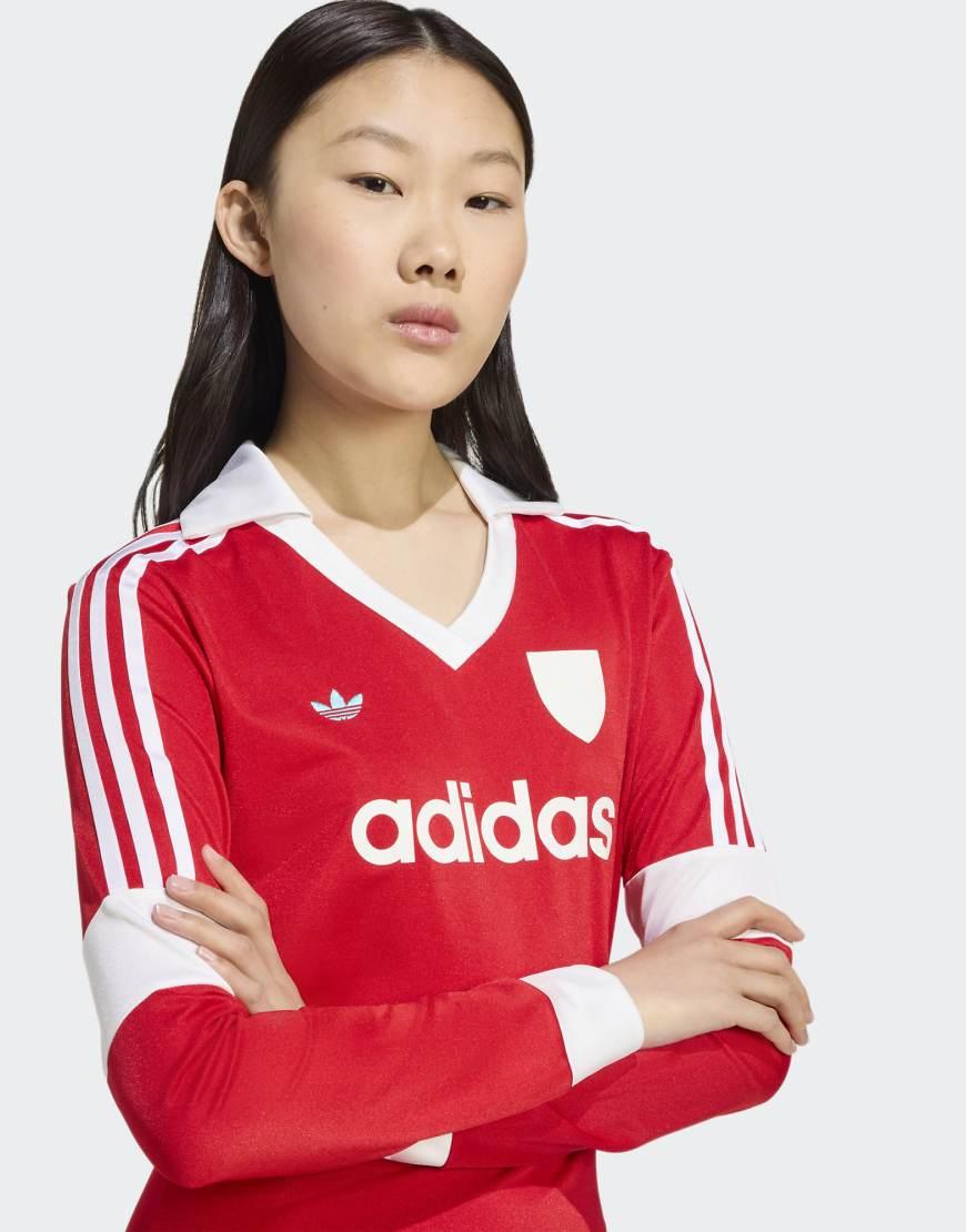 Vestido Rojo Escarlata Con Diseño Gráfico De Fútbol De Punto De de