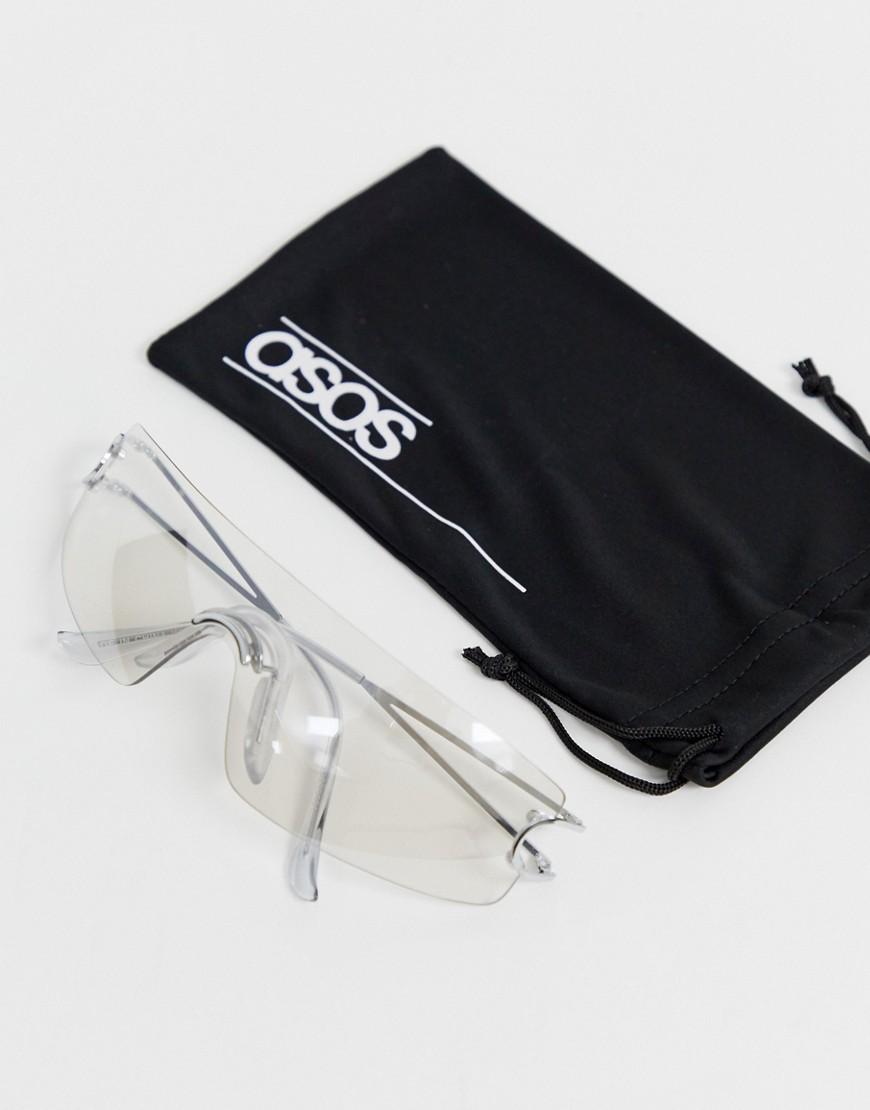 ASOS Rimless Wrap Visor Sunglasses With Clear Lens | Lyst