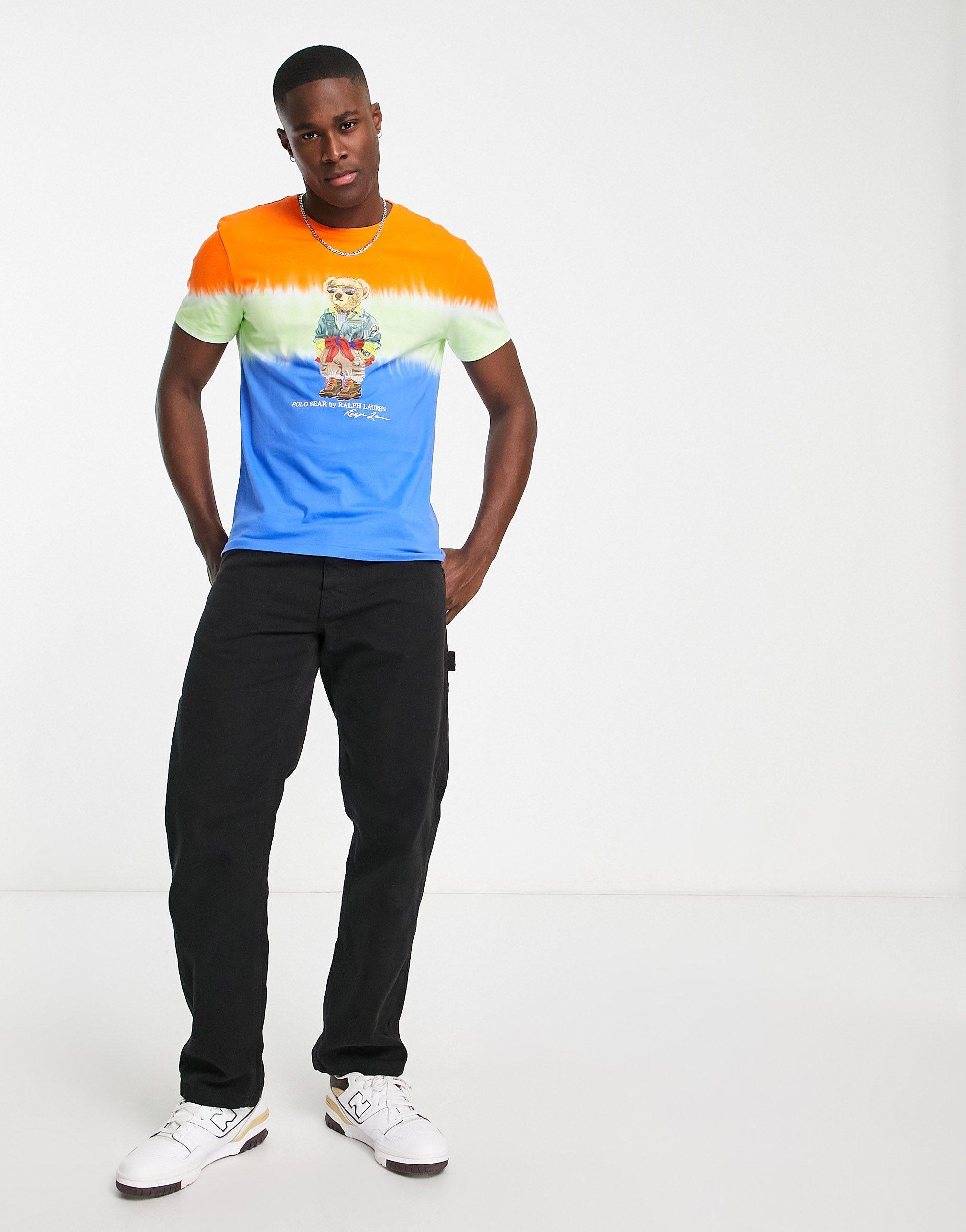 Polo Ralph Lauren Outdoor Bear Print Tie Dye T-shirt in Blue for Men | Lyst