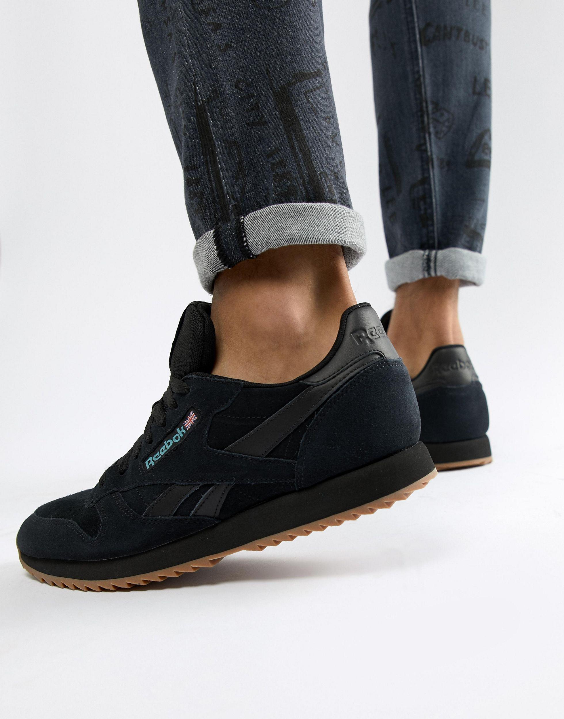 reebok black suede