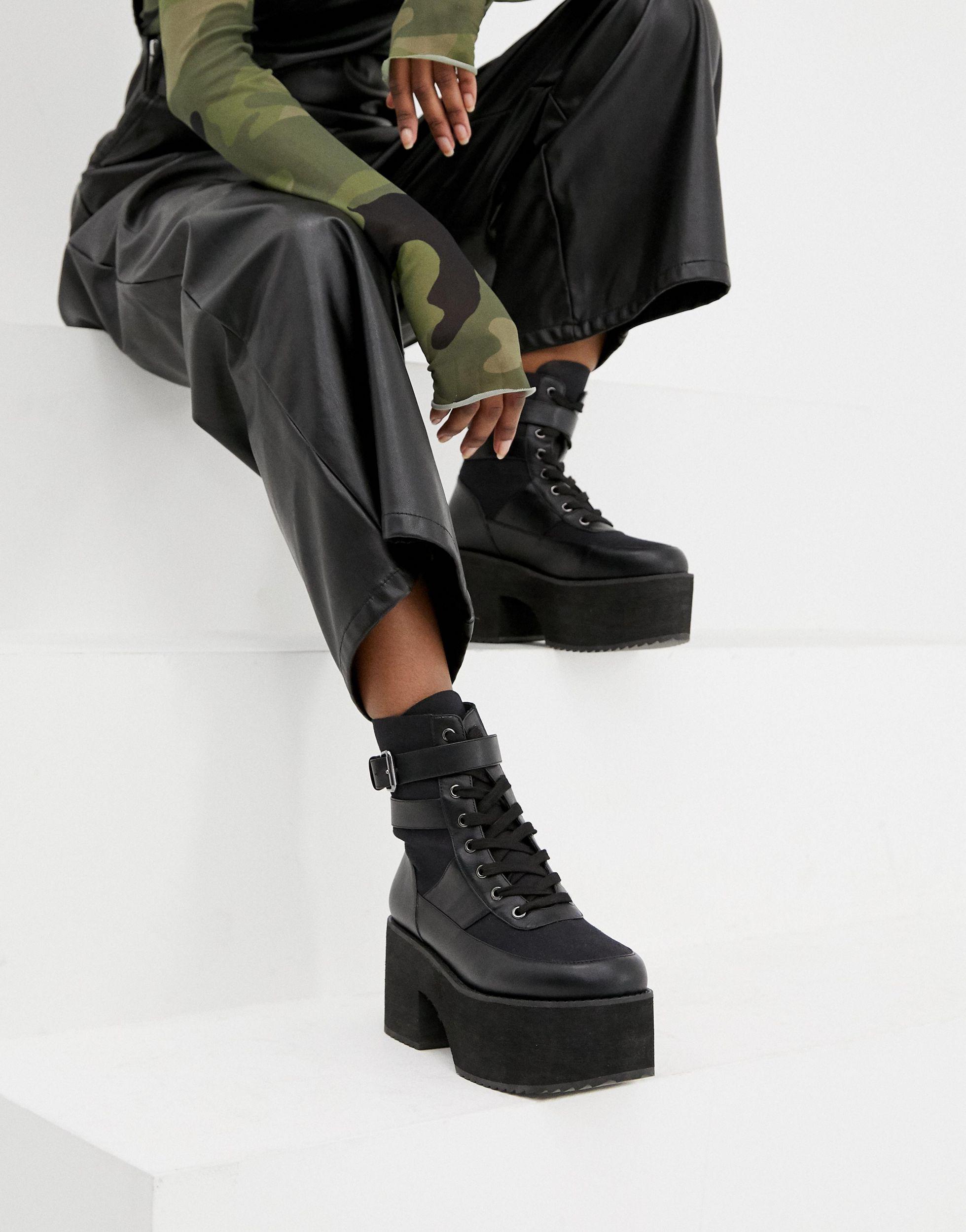 asos chunky lace up boots