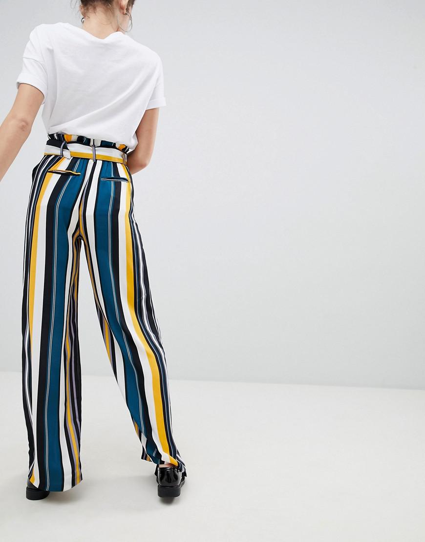 Bershka Denim Wide Leg Pants With Tie 