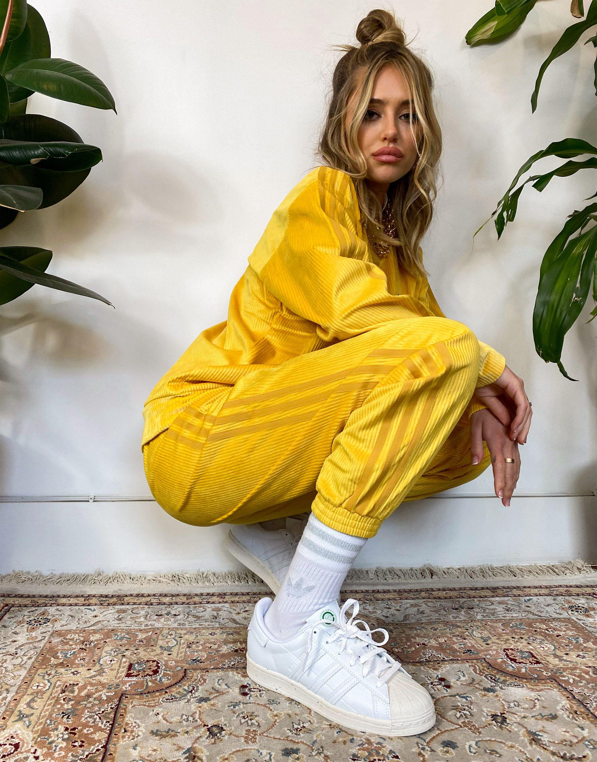 adidas Originals 'comfy Cords' Velvet Corduroy Cuffed joggers in Yellow |  Lyst Australia