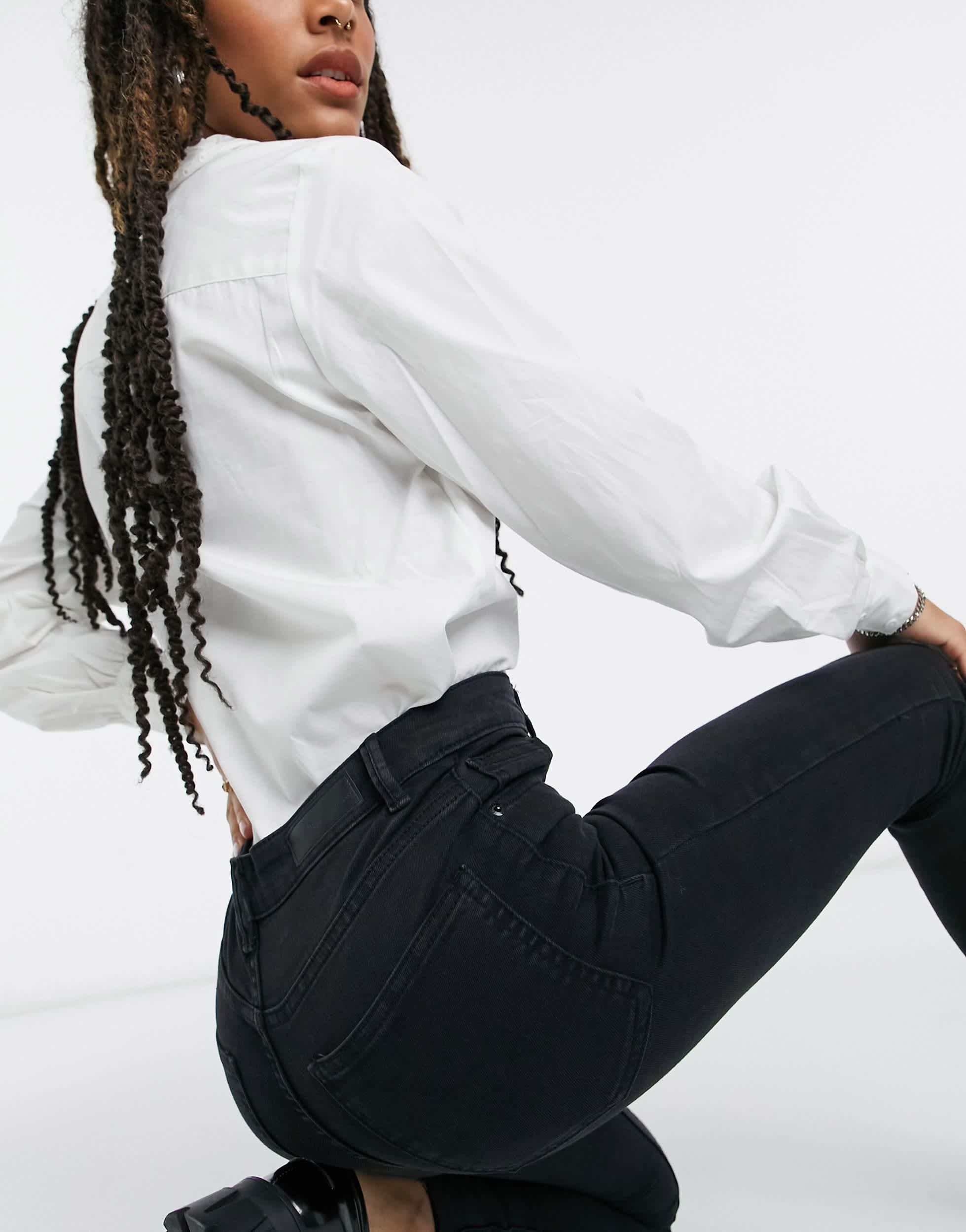 Bershka Super High Waist Skinny Jean in Black Lyst