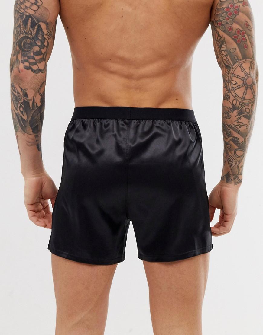 ASOS Satijn Satijnachtige Boxers In Zwart in het Zwart voor heren - Lyst
