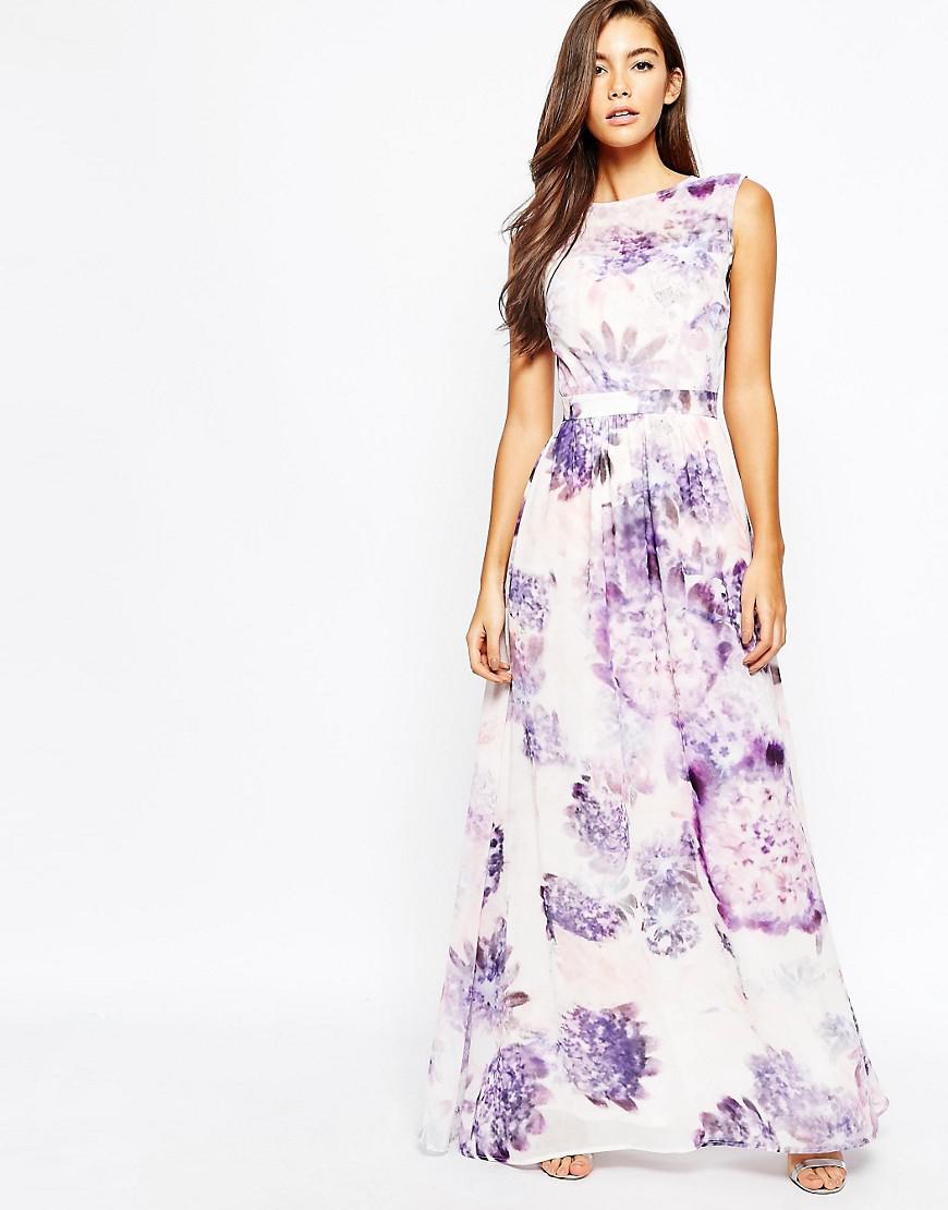True Violet Synthetic Floral Maxi Dress ...