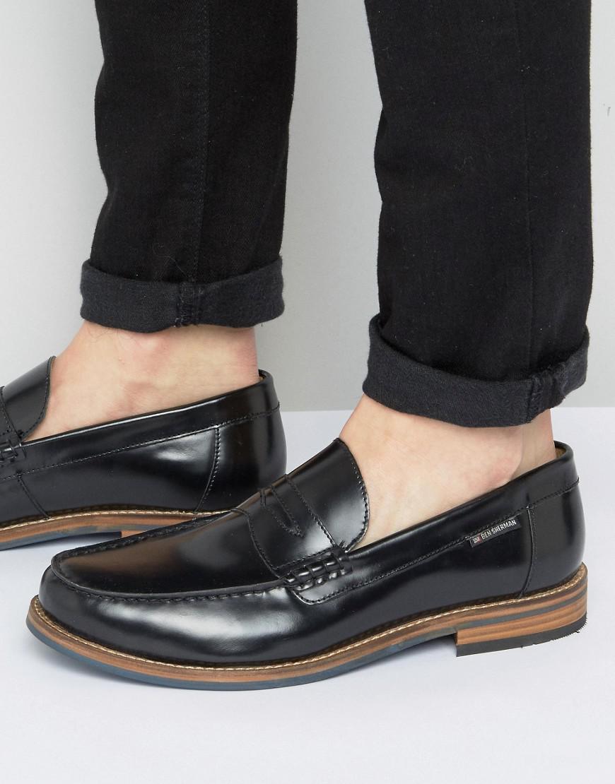 Ben Sherman Stepney Penny Loafers In Black Leather for Men - Lyst