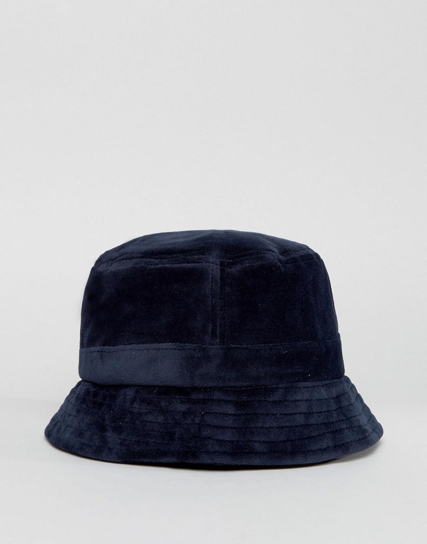 ASOS Velvet Bucket Hat In Navy in Blue for Men Lyst