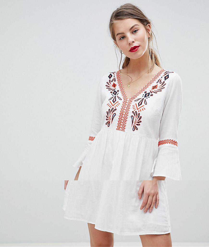 embroidered smock dress