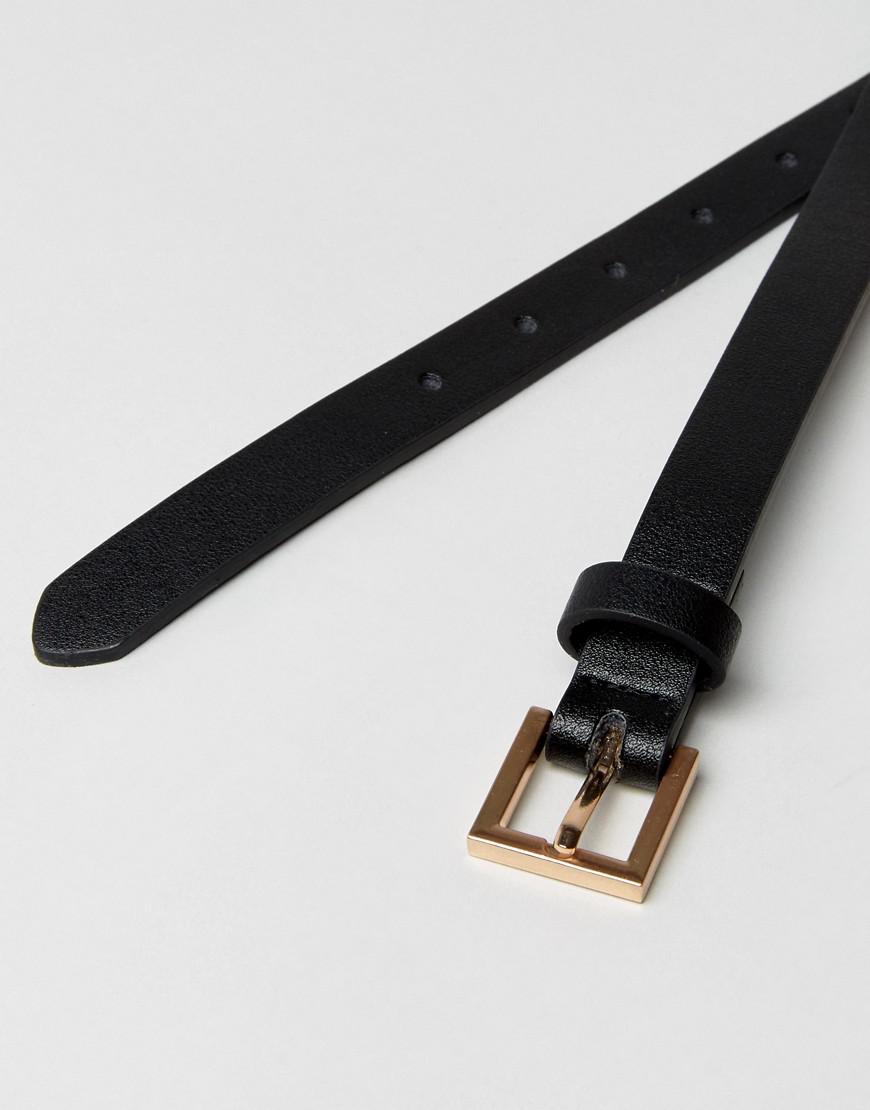 ASOS Smart Super Skinny Belt With Burnished Rose Gold Buckle in Black for Men - Lyst