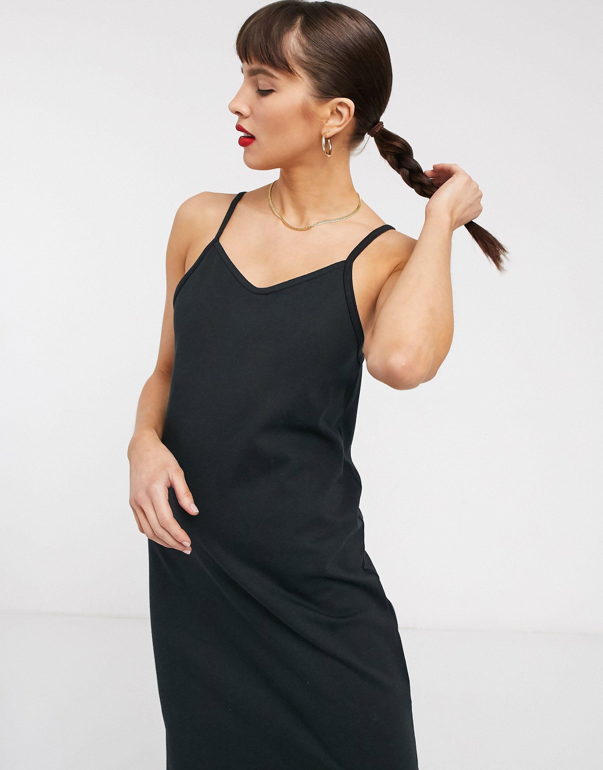black jersey slip dress