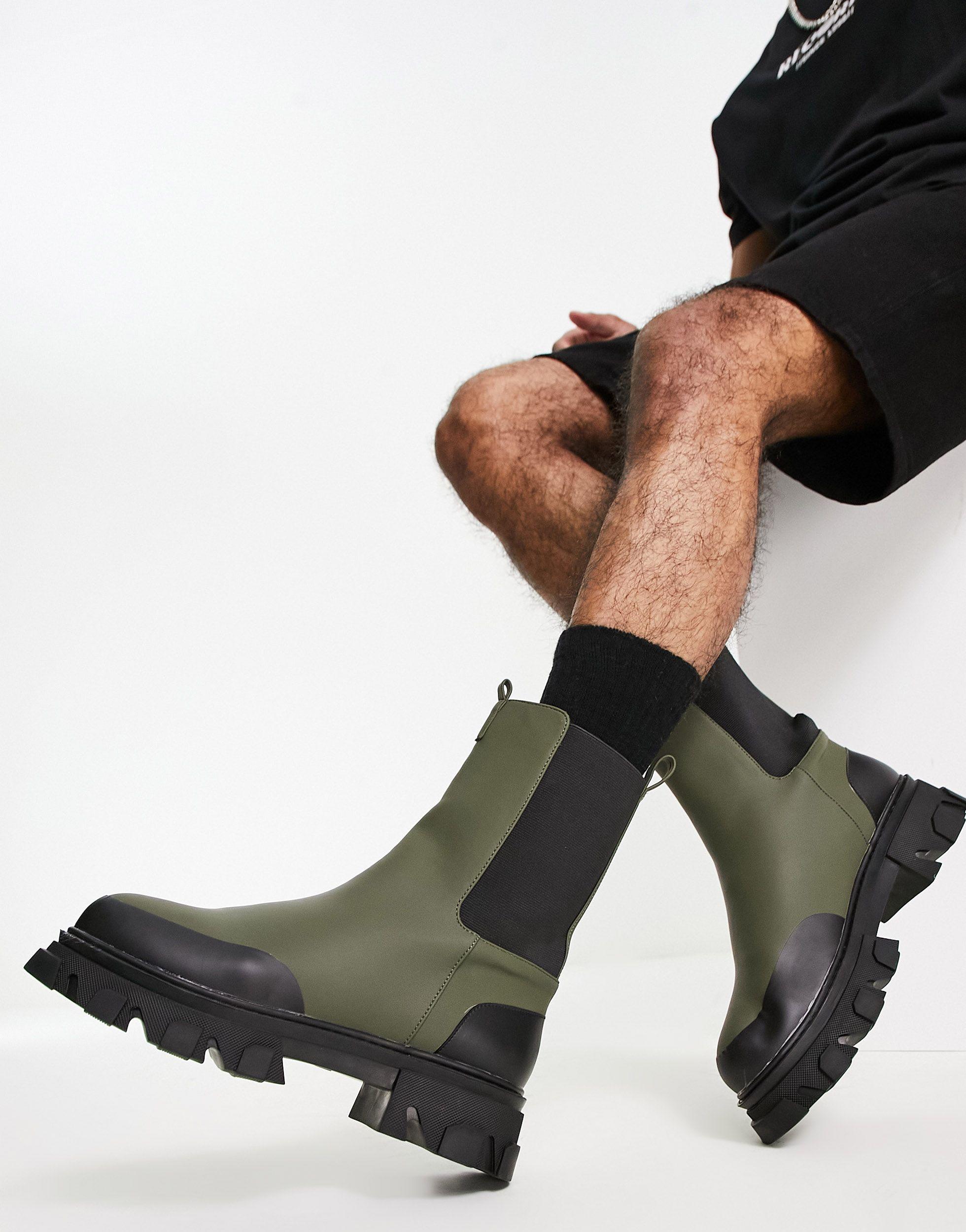 Public Desire Fairfax High Shaft Chelsea Boots in Black for Men | Lyst
