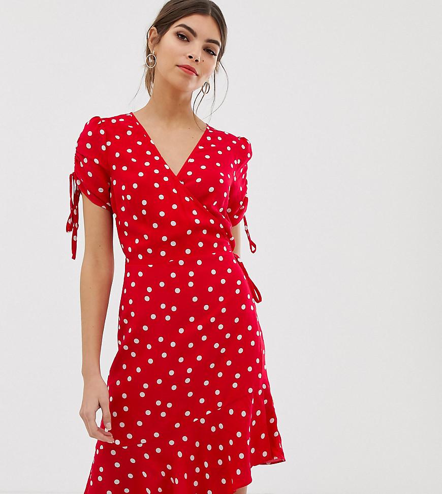 warehouse red polka dot dress
