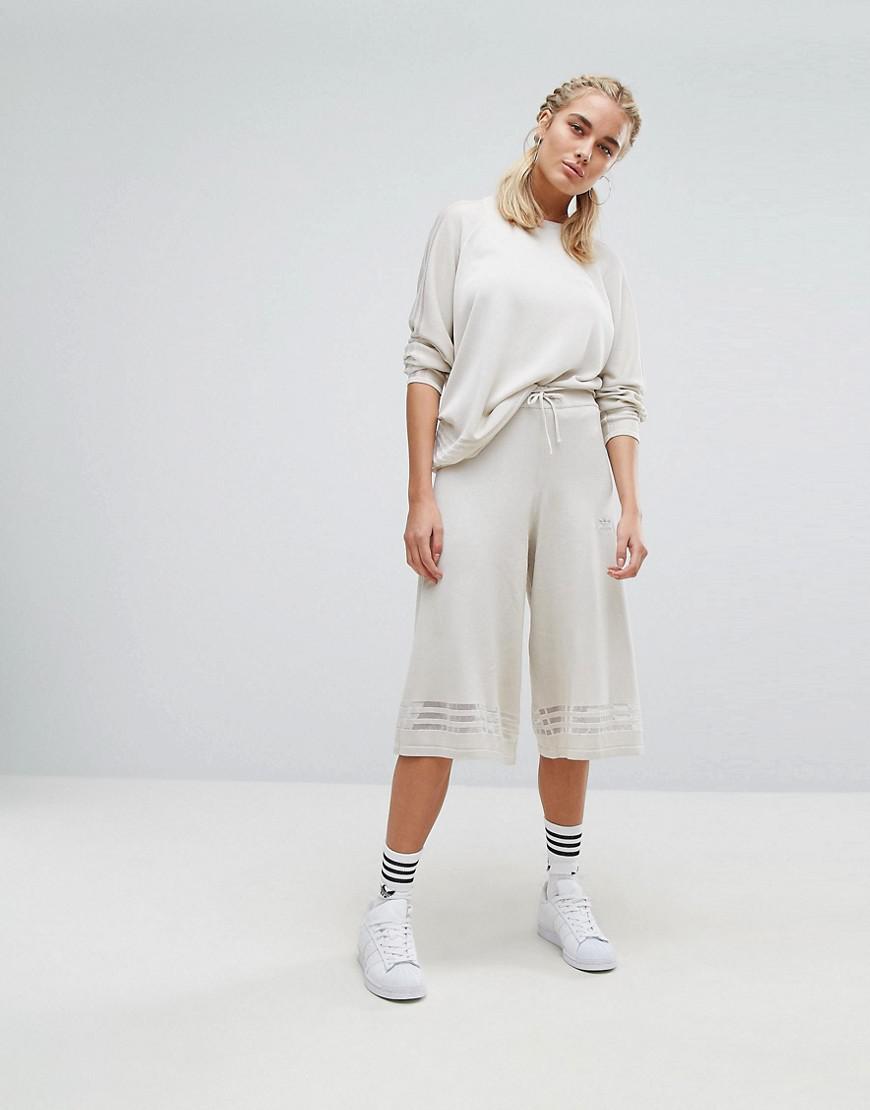 adidas Originals Originals Knit Culottes With Sheer Three Stripe | Lyst