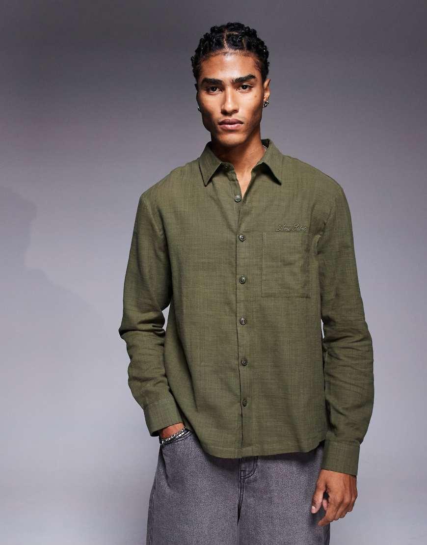 River Island Linen-look Shirt in Green for Men Lyst UK