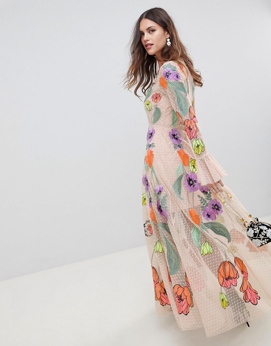 ASOS Embroidered Floral Maxi Dress in ...