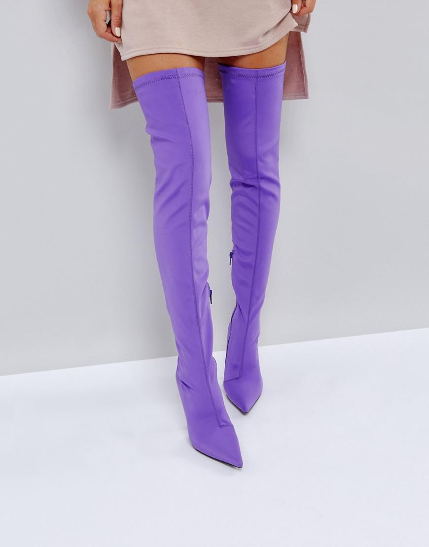 lilac over the knee boots