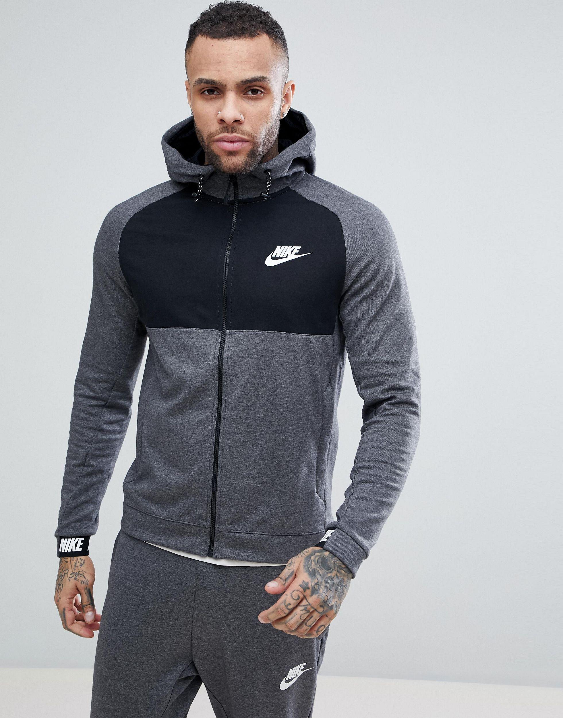 Nike Av15 Zip Through Colour Block Hoodie In Grey 861742-071 in Gray for Me...