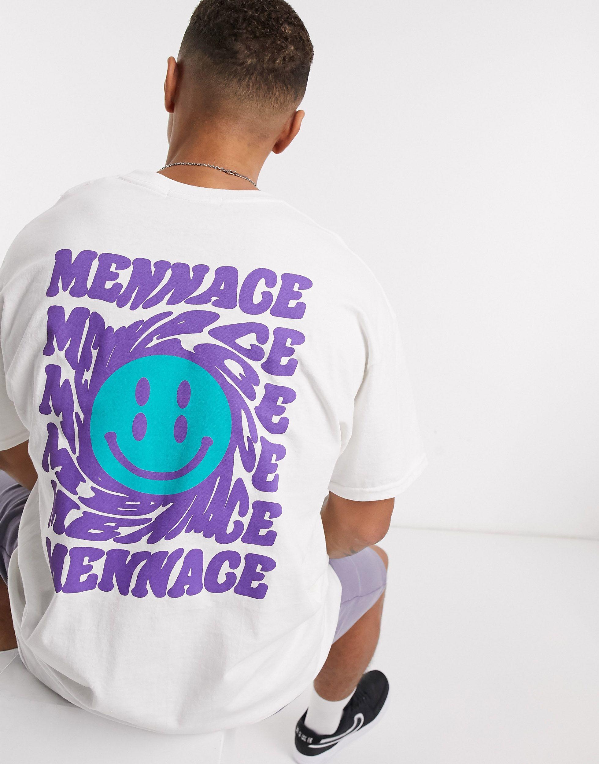 Mennace T-shirt With Twisted Smile Back Print in White for Men | Lyst