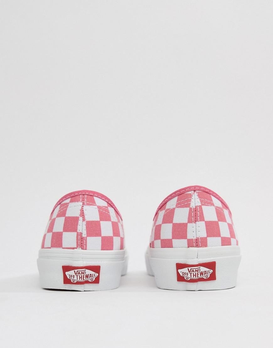 red and pink checkerboard vans