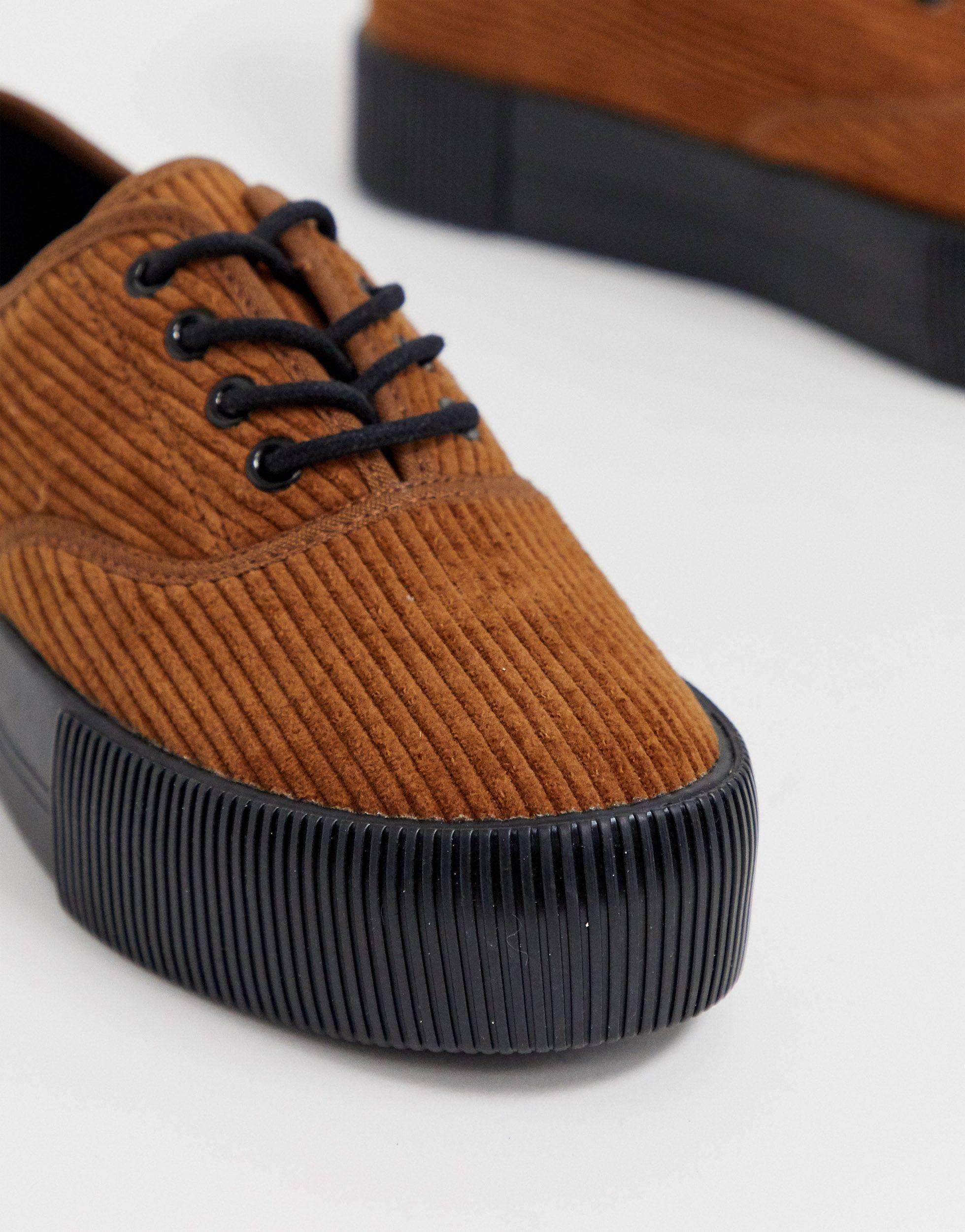 Monki – e Plateau-Schnürschuhe aus Cord in Braun Lyst DE