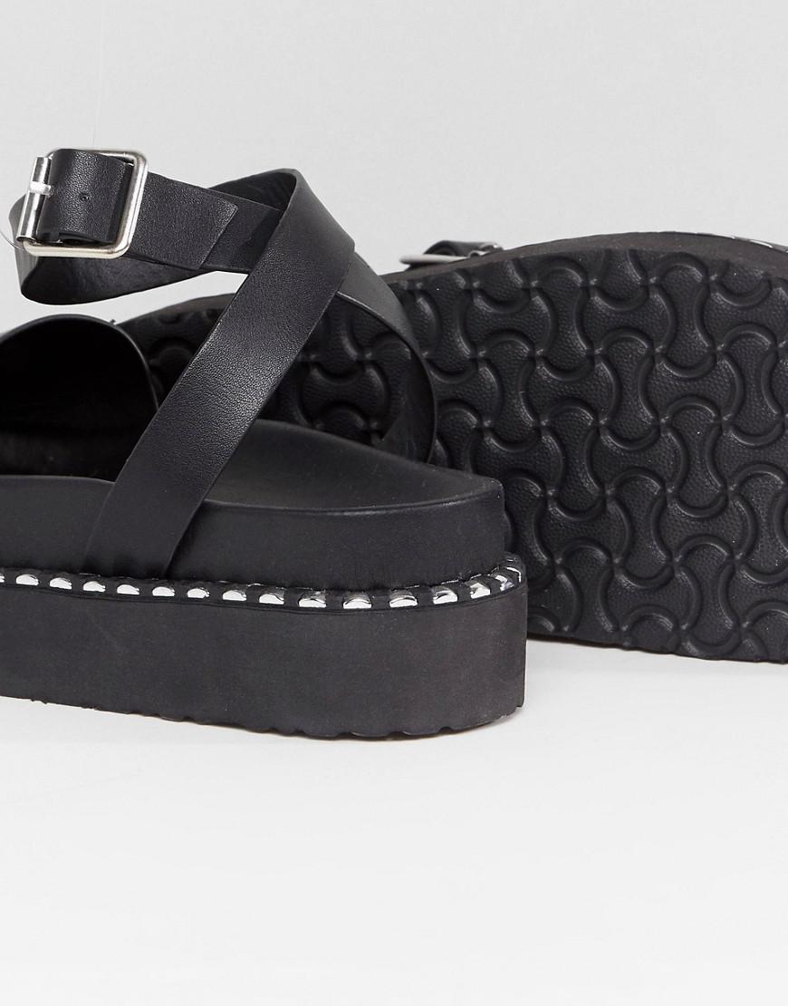 black studded chunky sandals