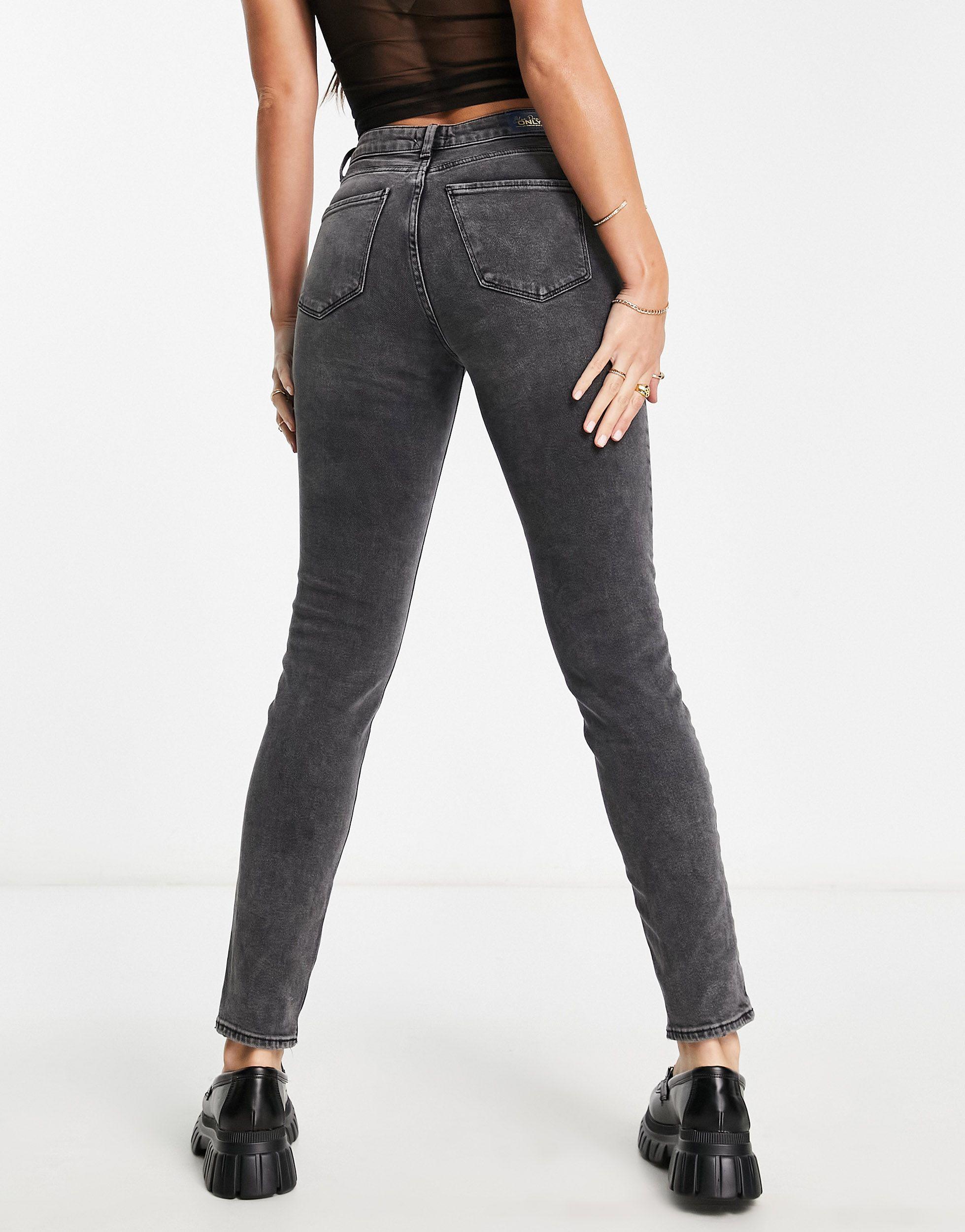 ONLY Emily Straight Leg Jeans in Black | Lyst