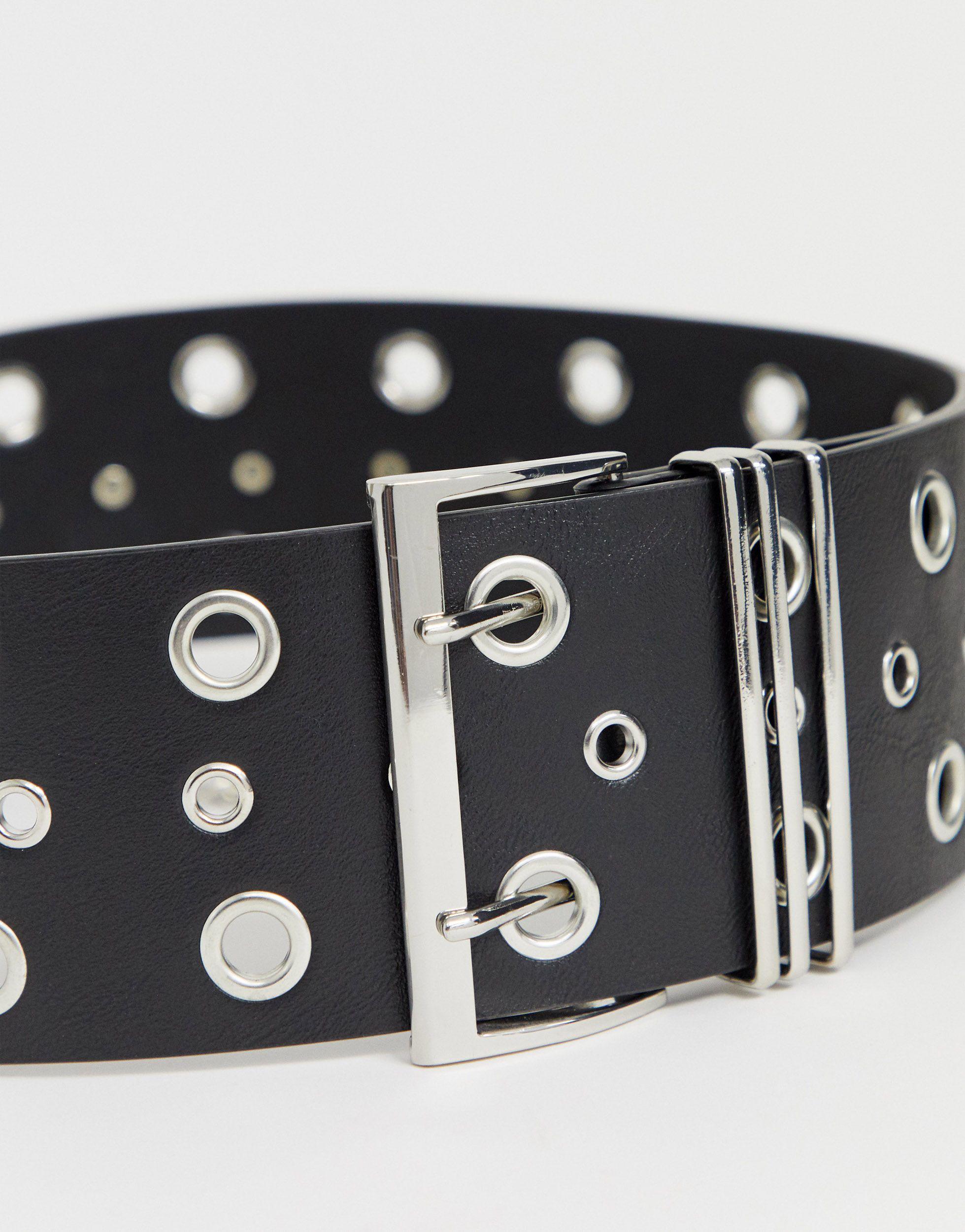 Multi Eyelet And Chain Waist Belt 