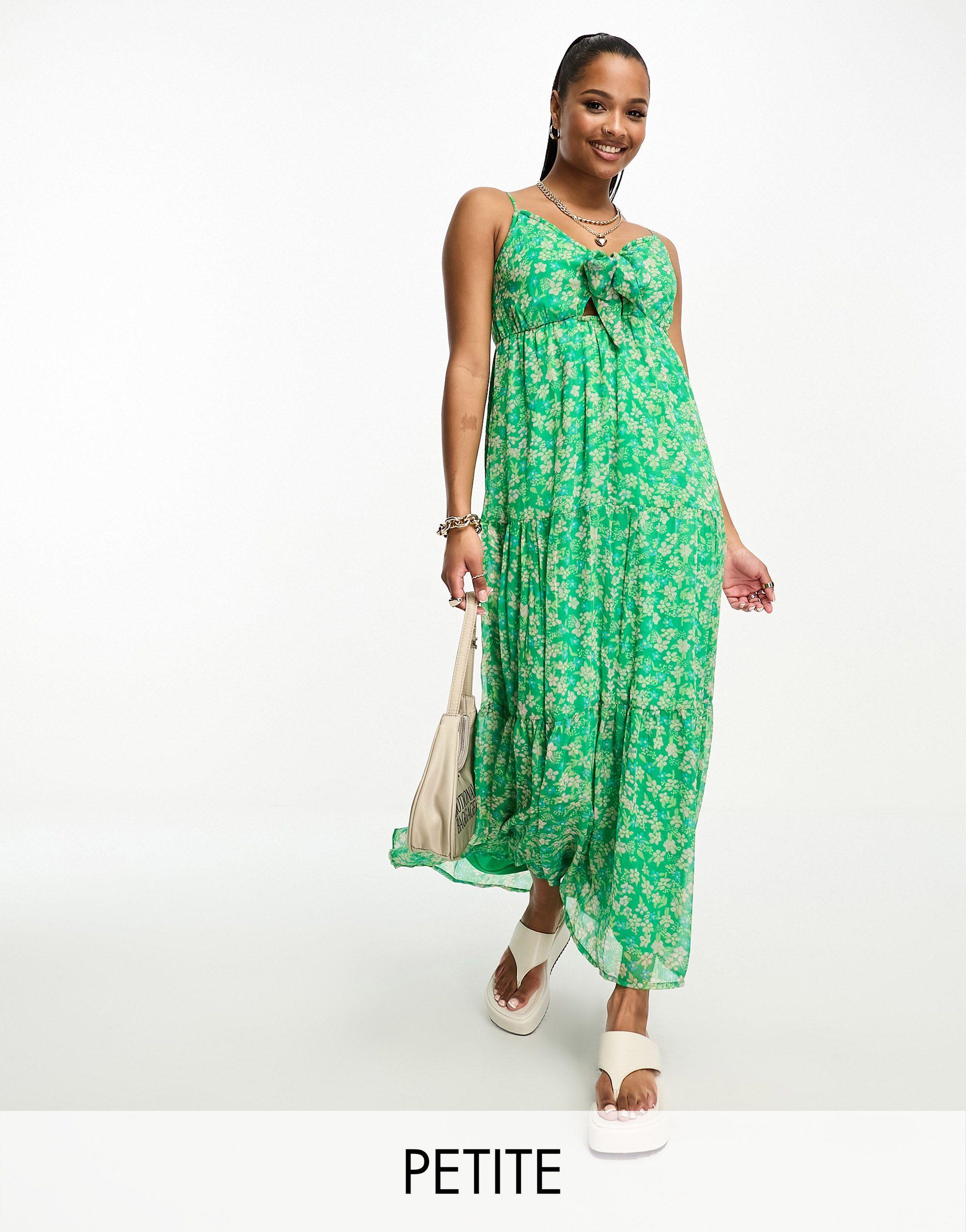 besøg Panorama Eksklusiv Vero Moda Tie Front Cami Maxi Dress in Green | Lyst