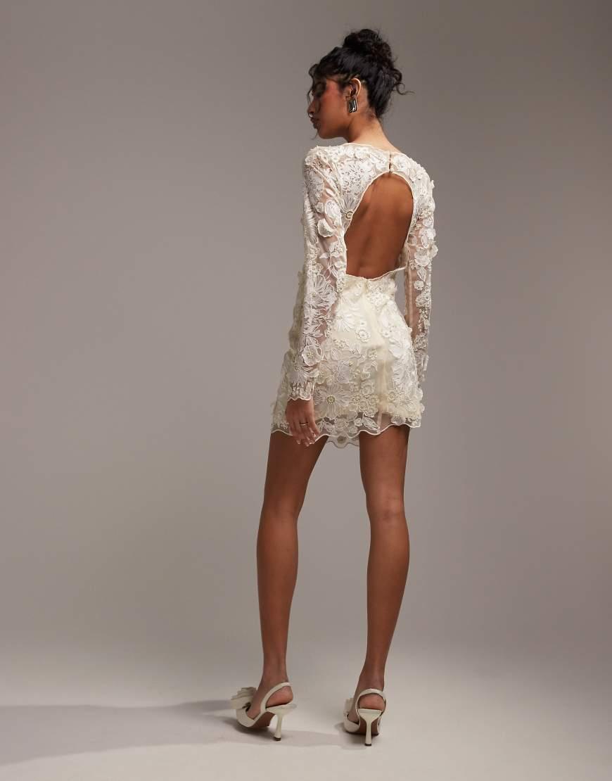 ASOS Long Sleeve Embroidered Mini Wedding Dress in Brown | Lyst UK ASOS Long Sleeve Embroidered Mini Wedding Dress in Brown | Lyst UK