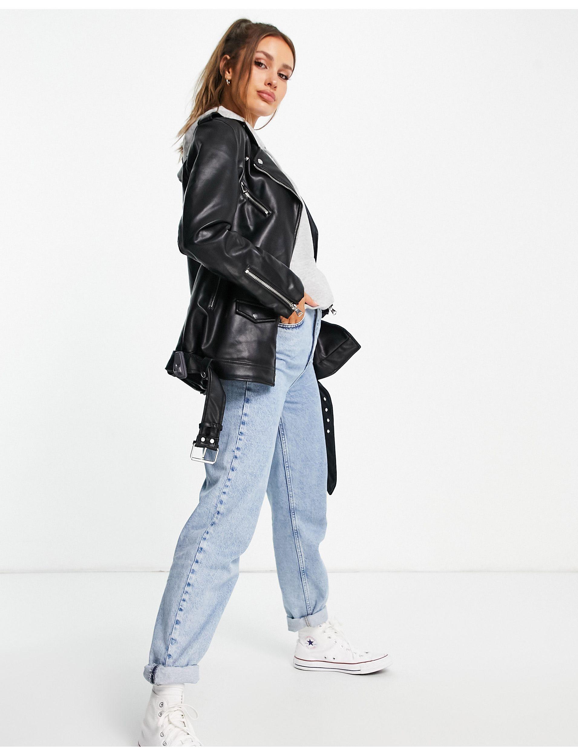 oversized white leather jacket