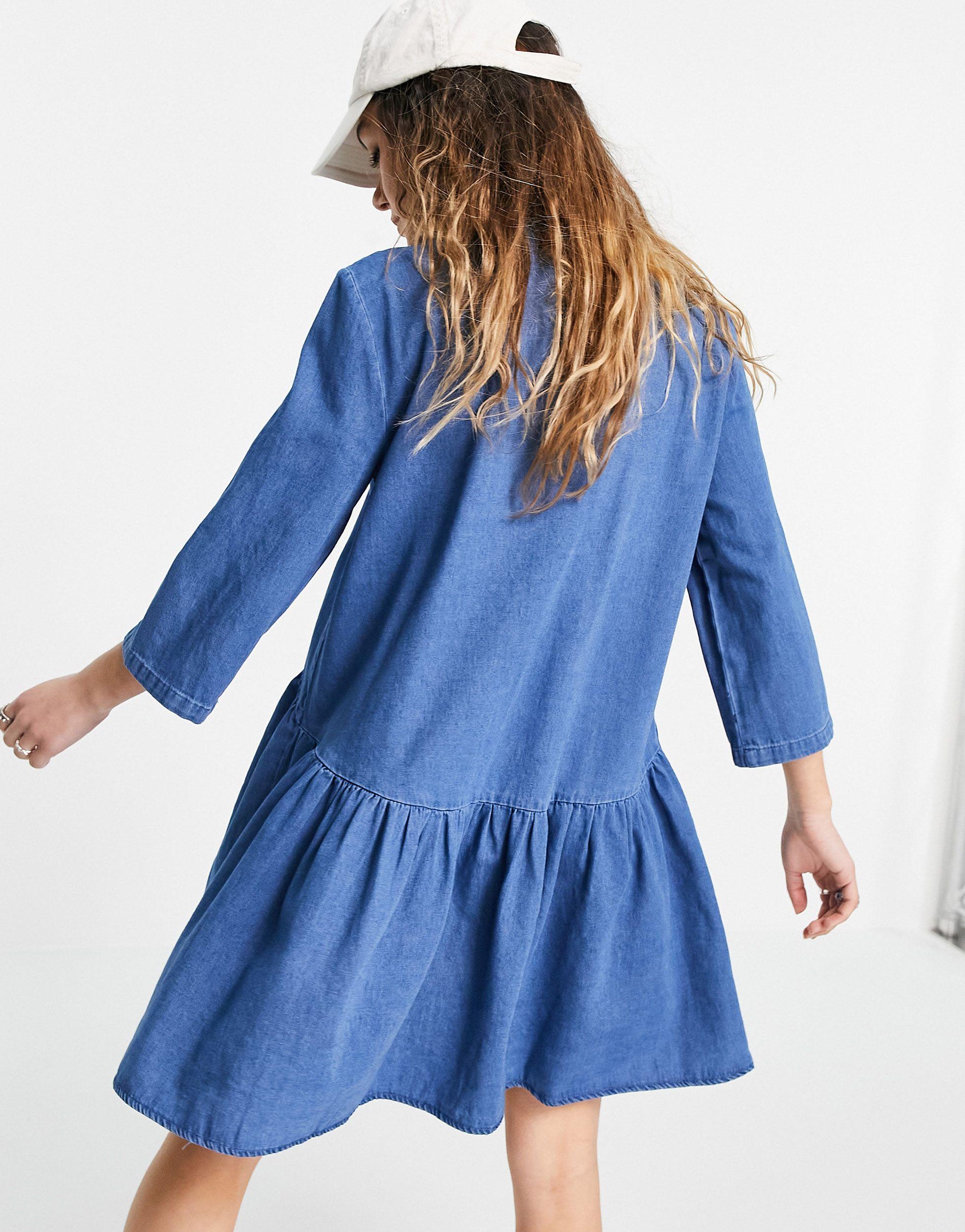 ONLY Denim Mini Shirt Dress With 