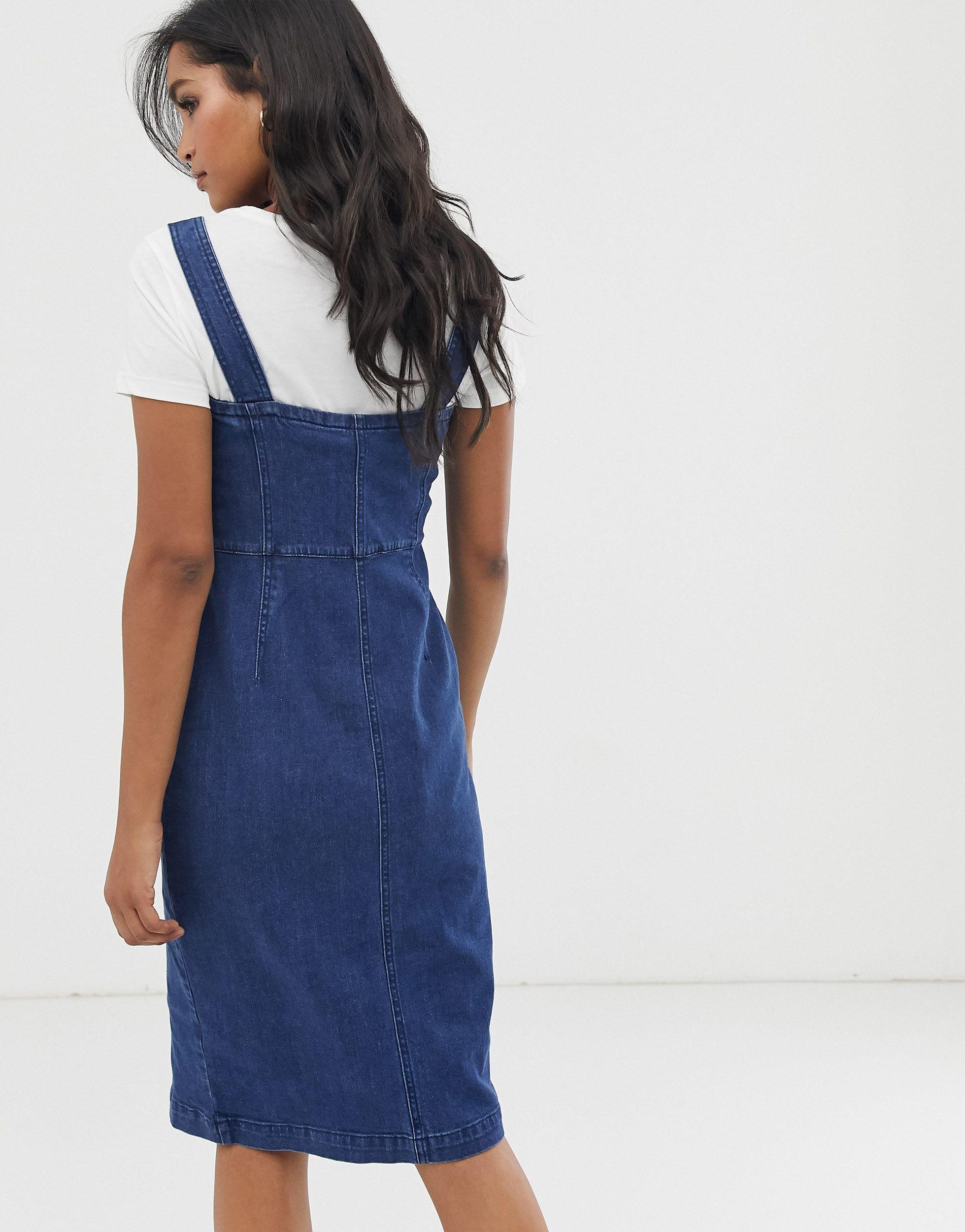 Promoten Oeps draad Vero Moda Button Through Denim Dress in Blue - Lyst